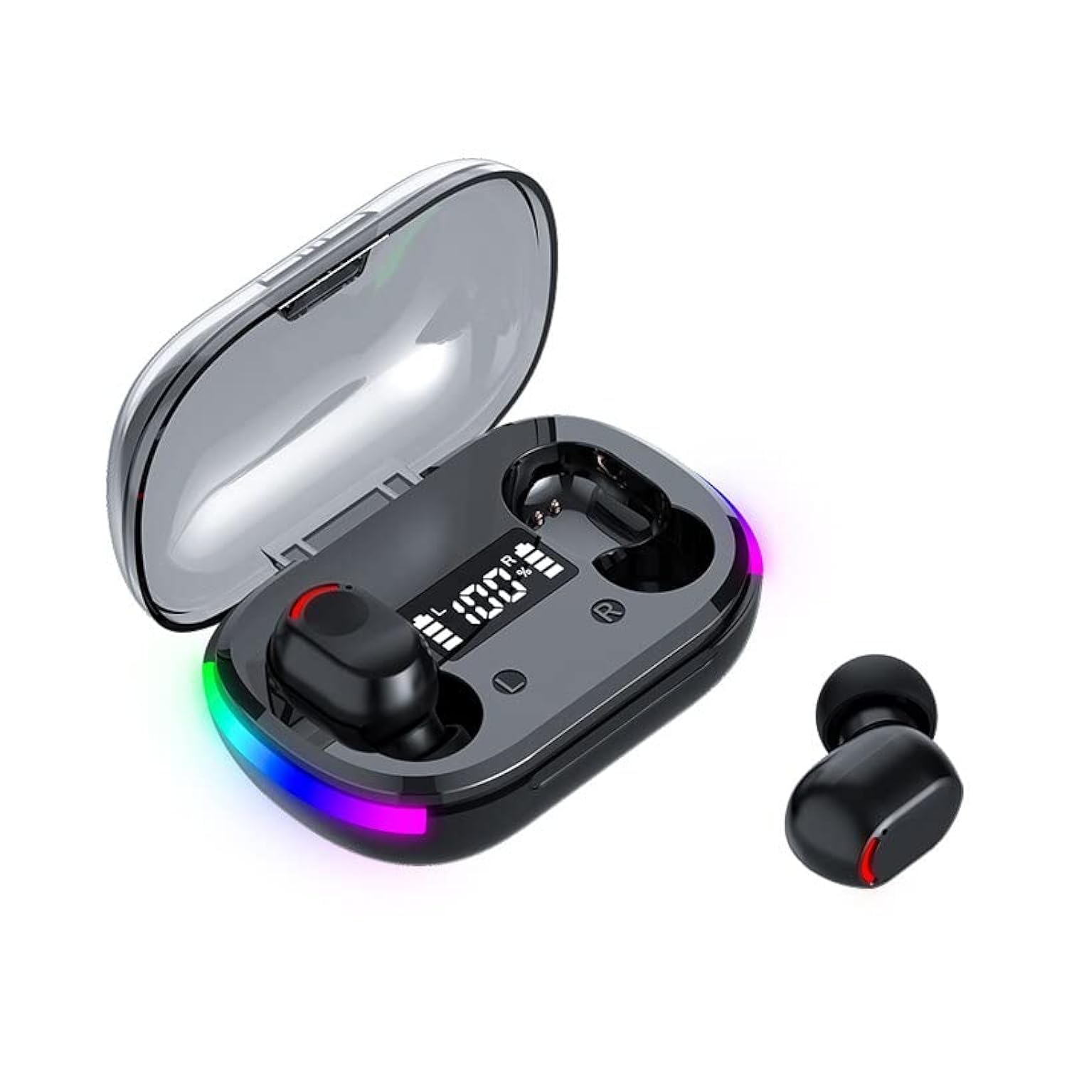 BD&M Wireless Earbuds with HiFi Digital LED Display - Bluetooth 5.0 TWS Stereo Gaming Earbuds for iPhone Android - Noise Cancelling In-Ear Headphones for Workout, Running, Gym, Sports & Office Use