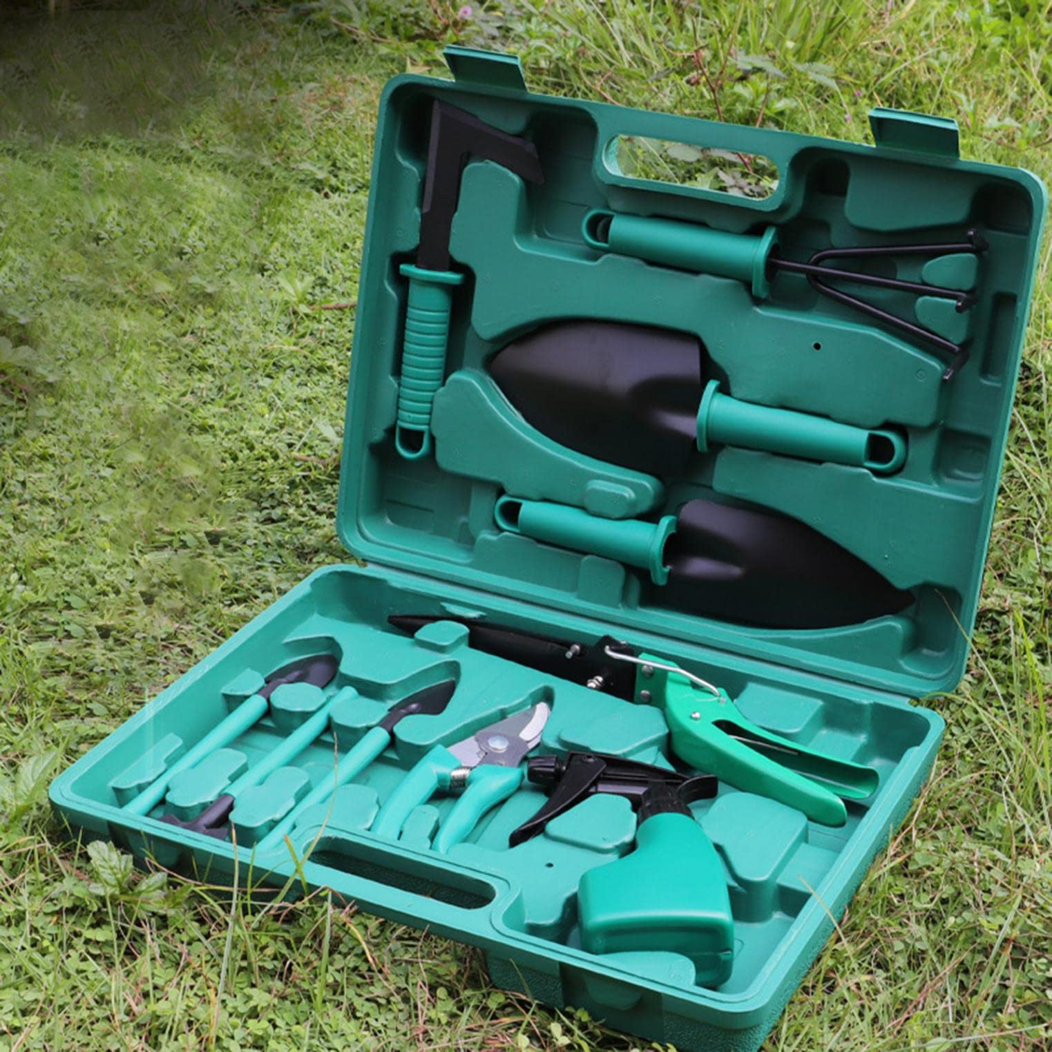 10PCS Premium Garden Tools Set with Non-Slip Rubber Grip - Ergonomic Trowel, Rake, Weeder, Pruner, Shears & Sprayer - Durable Gardening Hand Tools with Carrying Case - Perfect Gift for Men & Women - Ideal for Planting, Weeding, Pruning & Yard Maintenance
