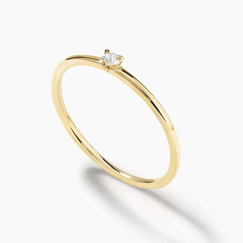 10k Gold Micro Diamond Round Solitaire Ring - Elegant Engagement & Wedding Band for Women | Perfect for Proposals, Anniversaries & Special Occasions
