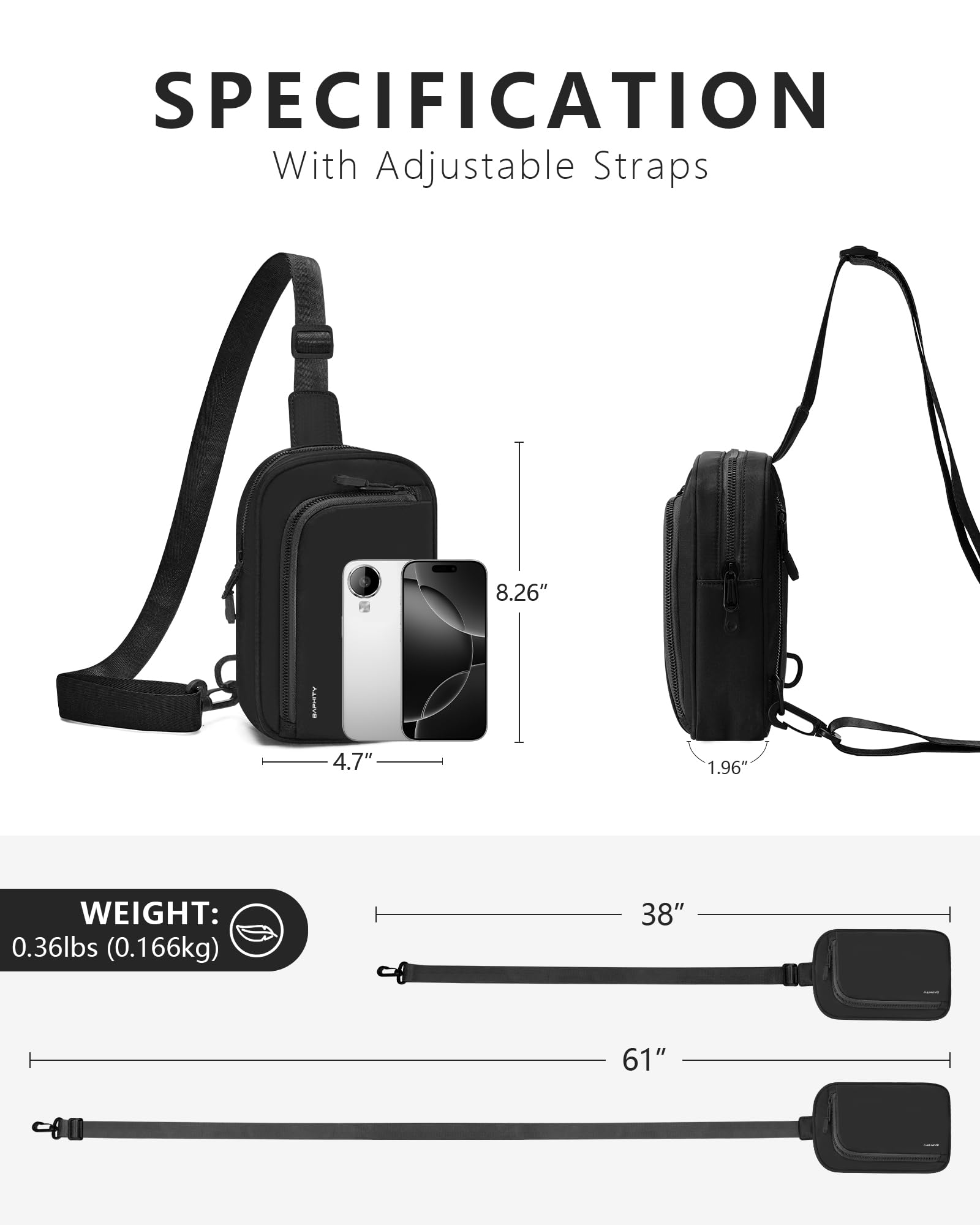 BAPHITY Small Sling Bag for Women & Men - Trendy Crossbody Fanny Pack, Chest Bag for Travel, Gym & Daily Use - Black