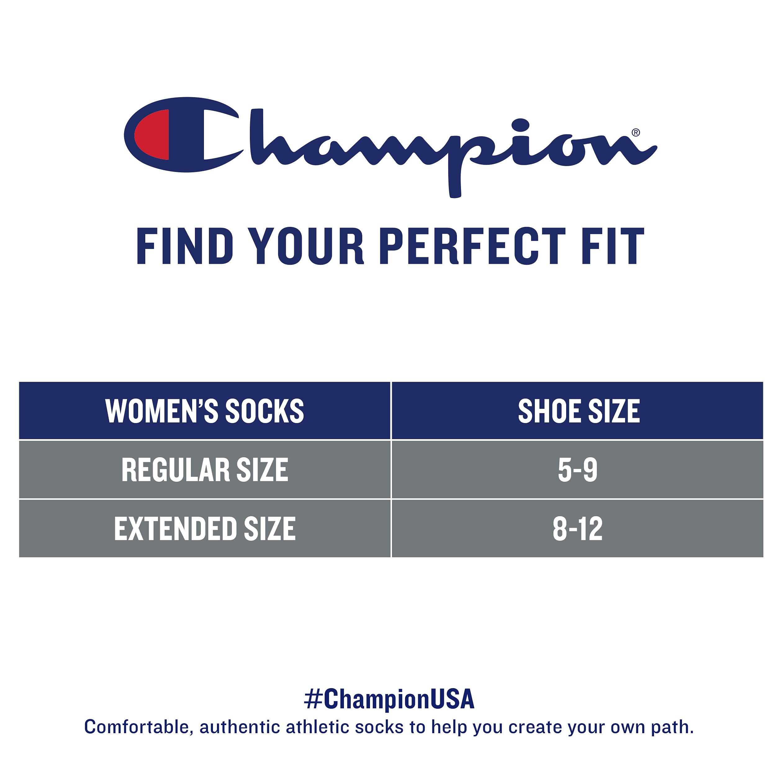 Champion Women's Double Dry Moisture-Wicking Socks 6-Pack - Crew, Ankle & No Show Styles for Running, Workout & Everyday Comfort