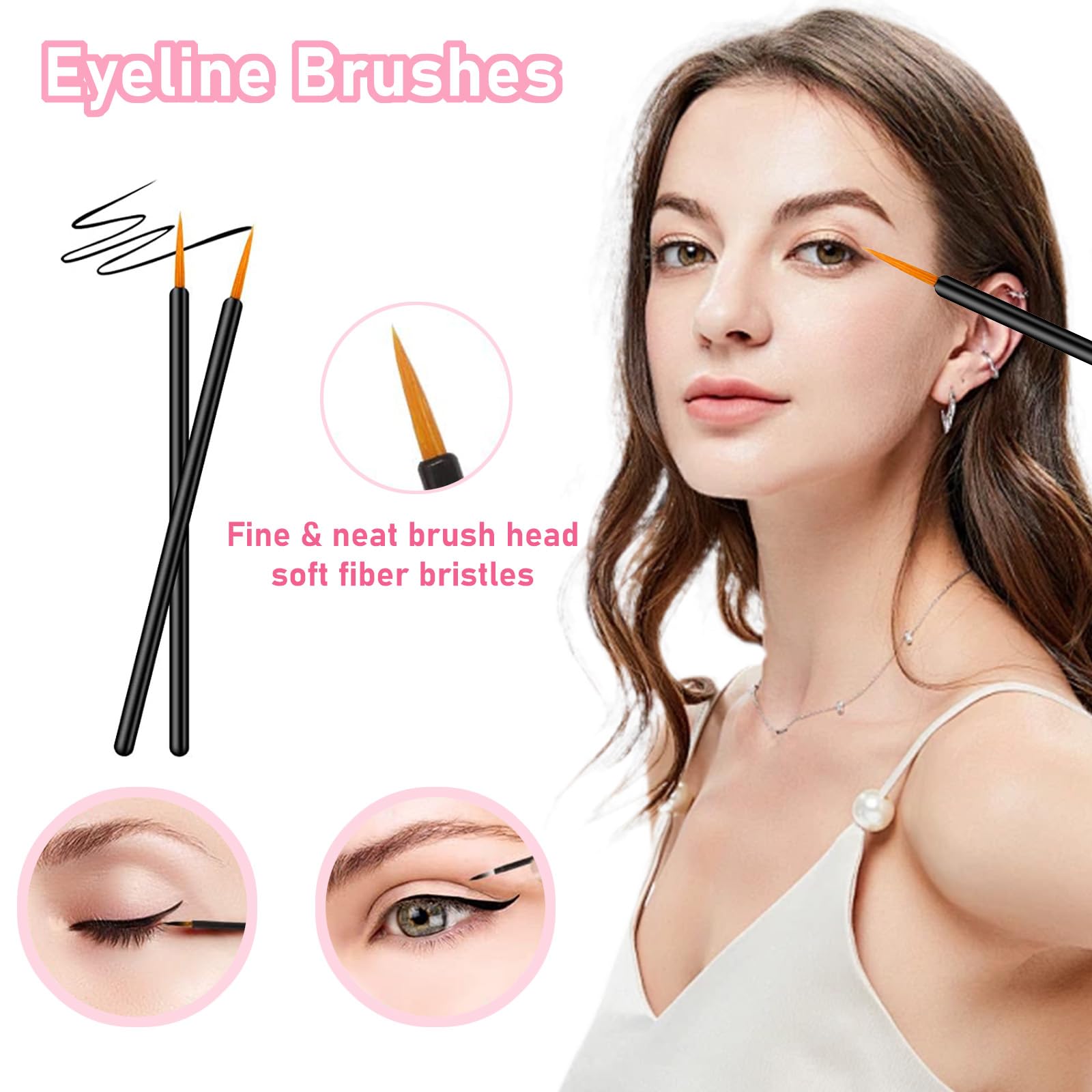 120 Pcs Professional Makeup Brush Set with 20 Eyeliner Pencils, 50 Lipstick Brushes & 50 Eyebrow Brushes - Complete Cosmetic Kit for Women - Perfect for Travel, Home Use, and Professional Makeup Application