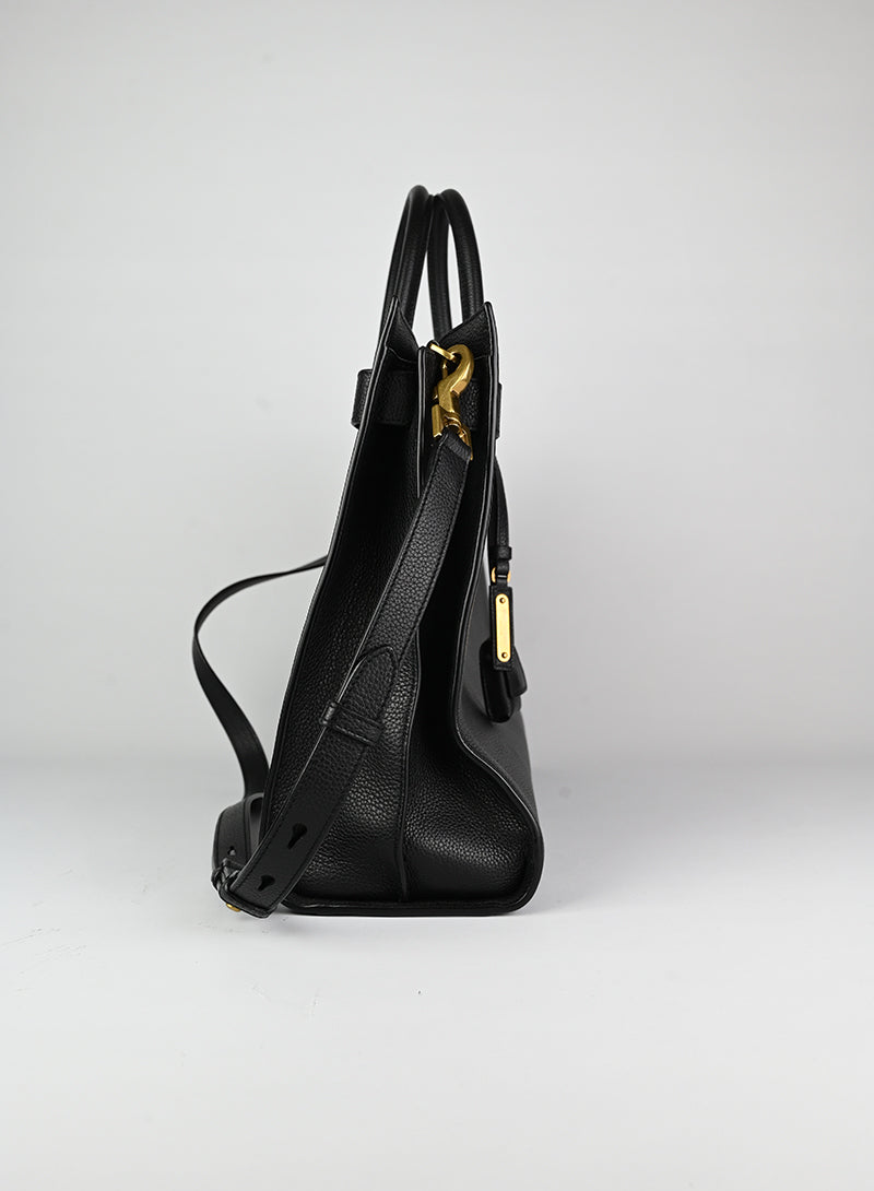 Saint Laurent Sac du Jour Large Black Leather Tote Bag for Women - Luxury Designer Handbag for Work, Travel & Everyday Use