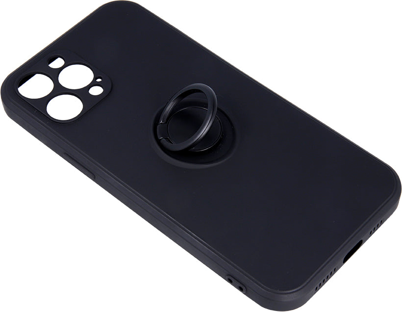 iPhone 13 Pro Silicone Finger Grip Ring Holder Case - Black | Anti-Slip Phone Grip for Secure One-Handed Use | Perfect for Commuting, Gym Workouts & Outdoor Activities
