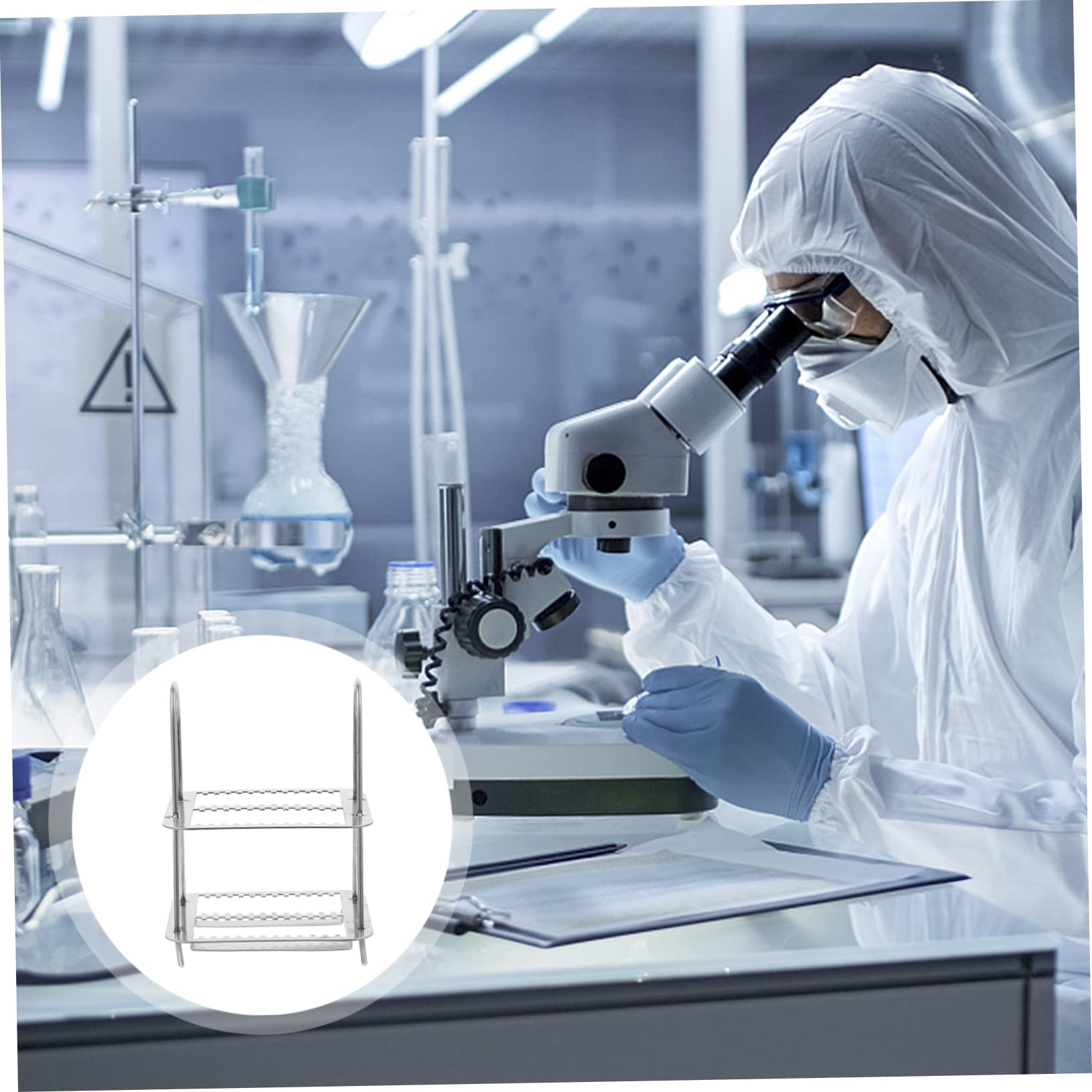 Stainless Steel Microscope Slides Holder - 26 Position Glass Slides Rack for Lab & Pathology (4 Pack) | Perfect for Tissue Staining, Sample Storage & Microscopy Analysis