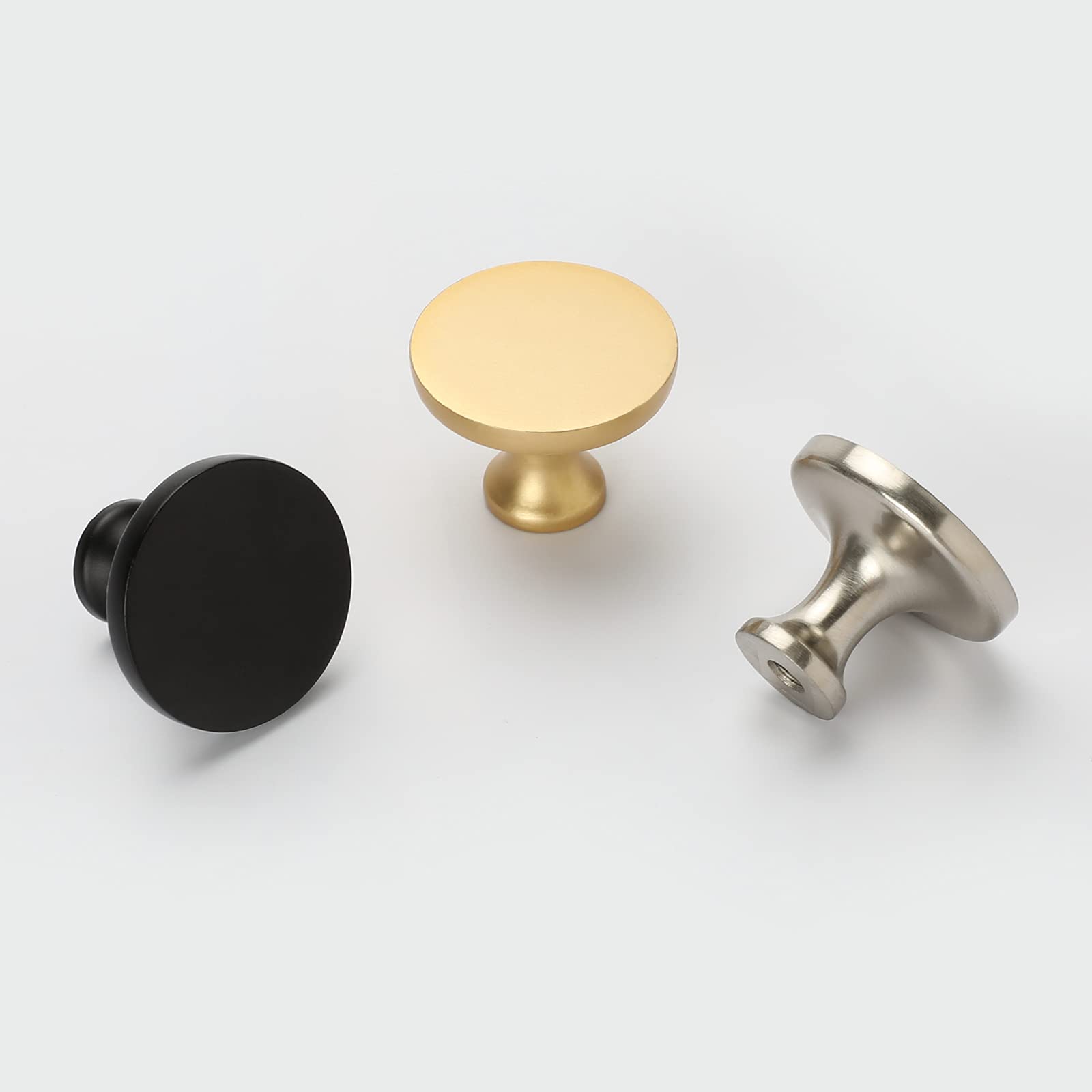 GoldenWarm 10 Pack Brushed Nickel Cabinet Knobs - Modern 1.26 Inch Drawer Pulls for Dresser, Bathroom & Cupboard - Durable Hardware for Kitchen Cabinets, Wardrobes & Furniture Upgrades