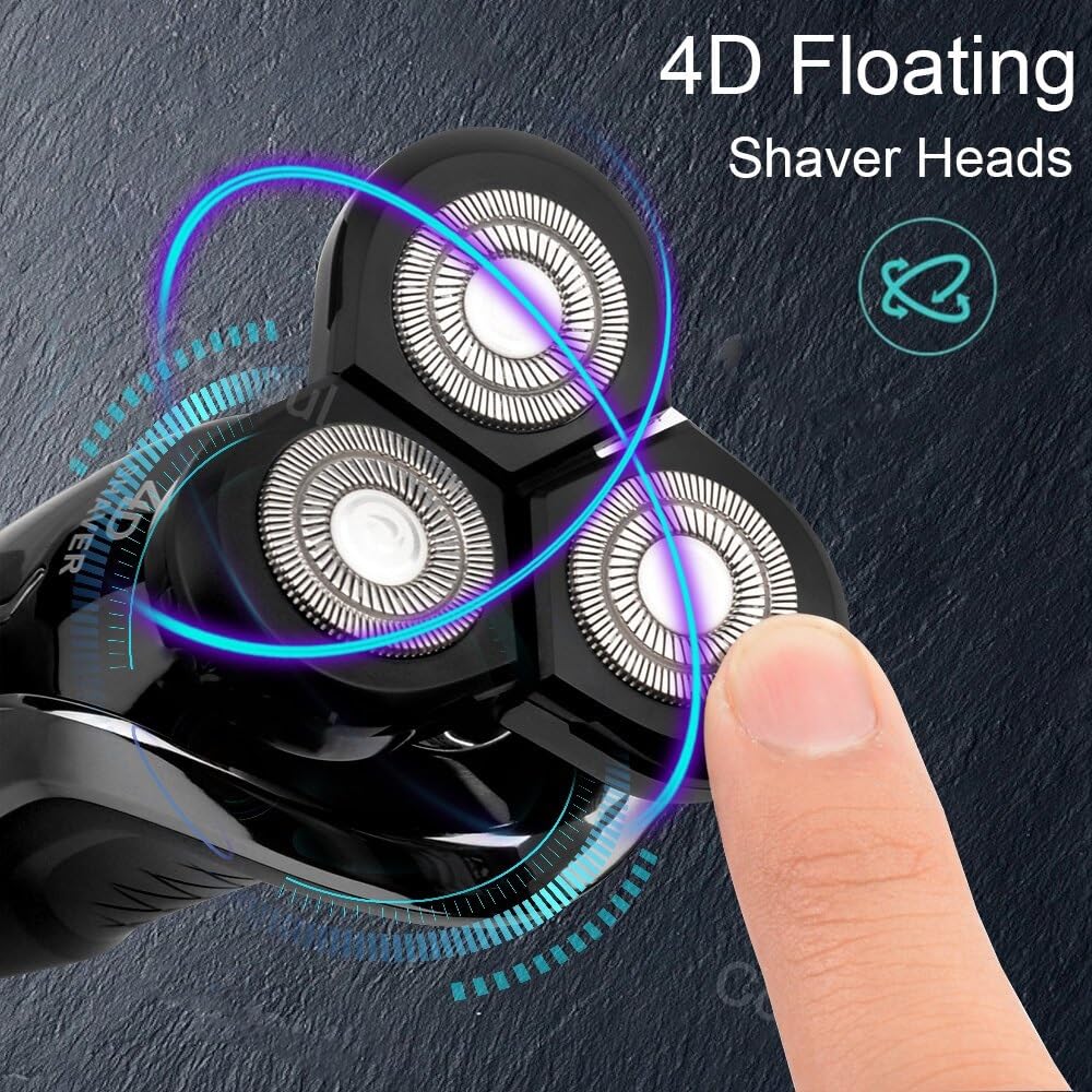 Men's Electric Head & Beard Shaver - Powerful Rechargeable Waterproof Shaving Machine with Bonus Replacement Head | Perfect for Travel, Gym & Daily Grooming