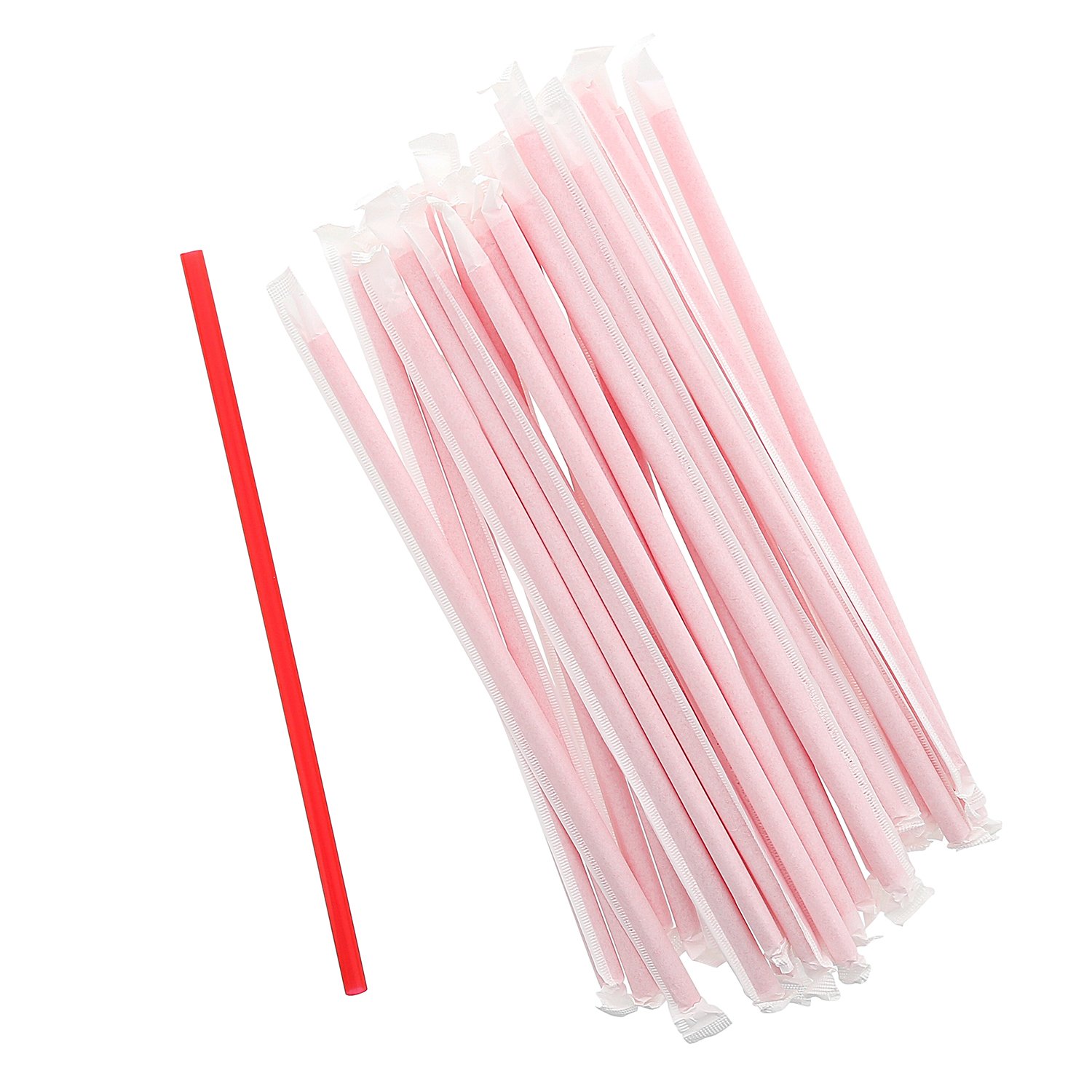 AmerCare 9 Inch Giant Red Paper Wrapped Straws - Bulk Pack of 7200 Drinking Straws for Parties, Restaurants & Events