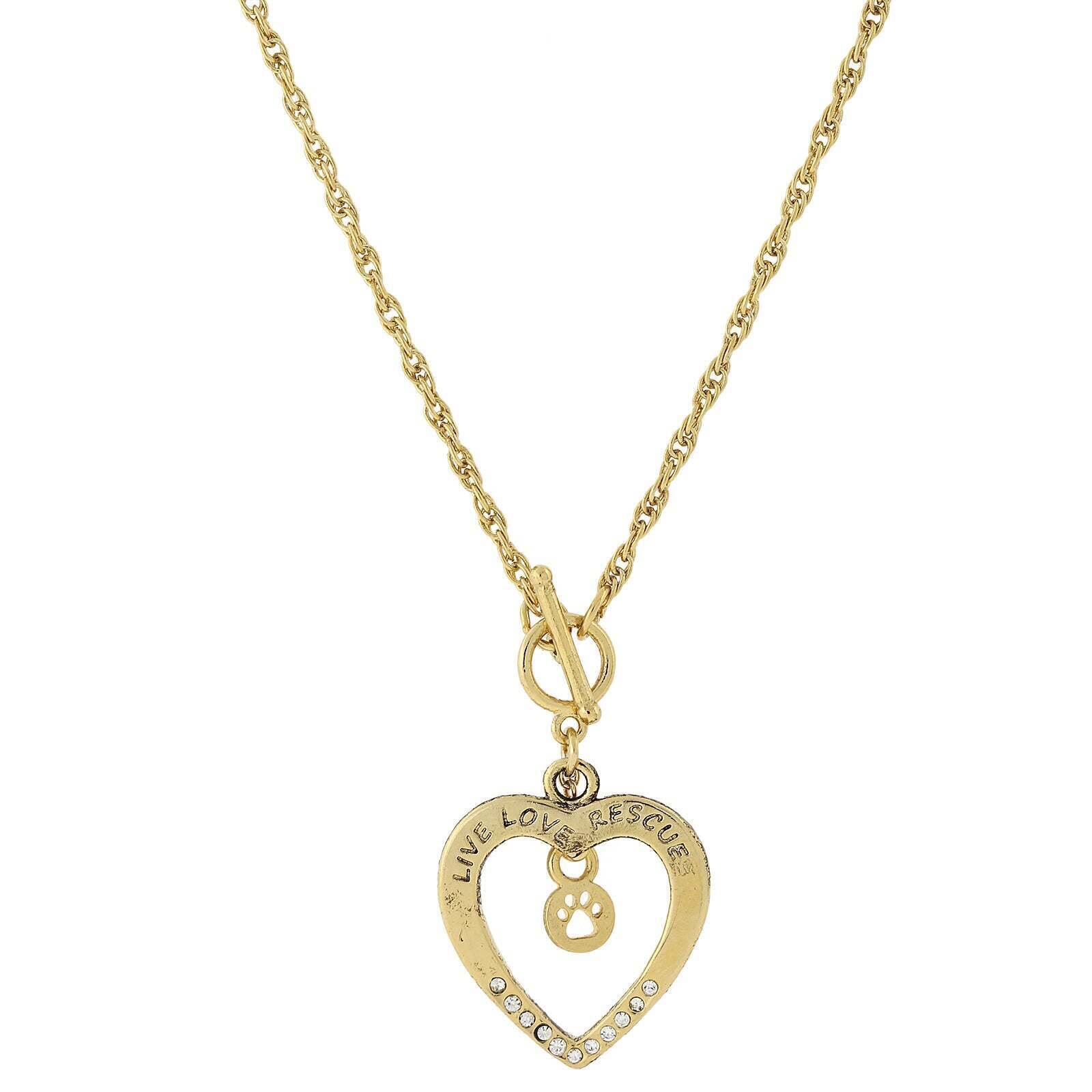 1928 Jewelry Live Love Rescue Open Heart Toggle Pendant Necklace 18