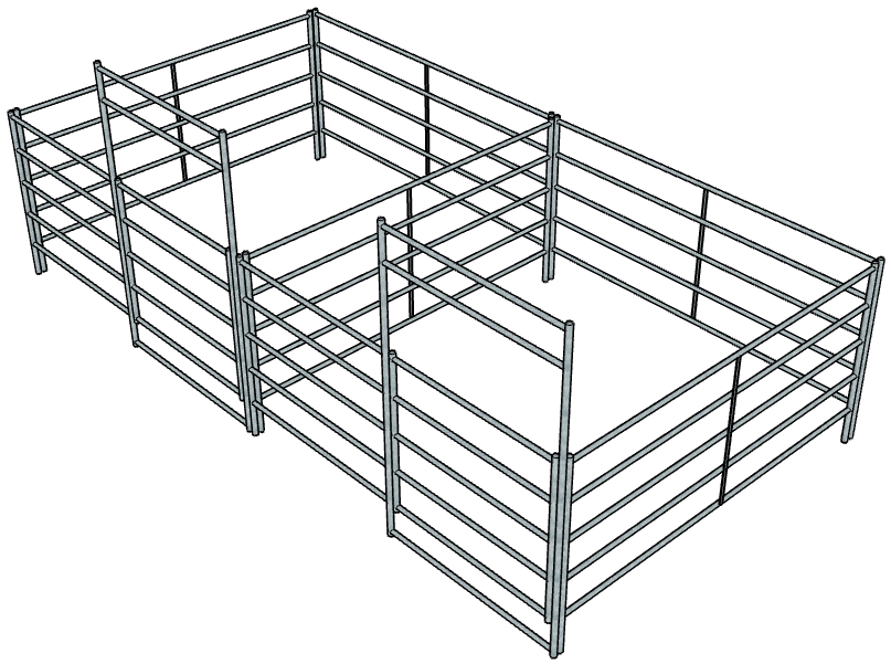 2 Pack Galvanized 10x10 Ft 5-Rail Horse Stall Kit - Durable Metal Stable Panels for Barns, Pastures & Riding Arenas