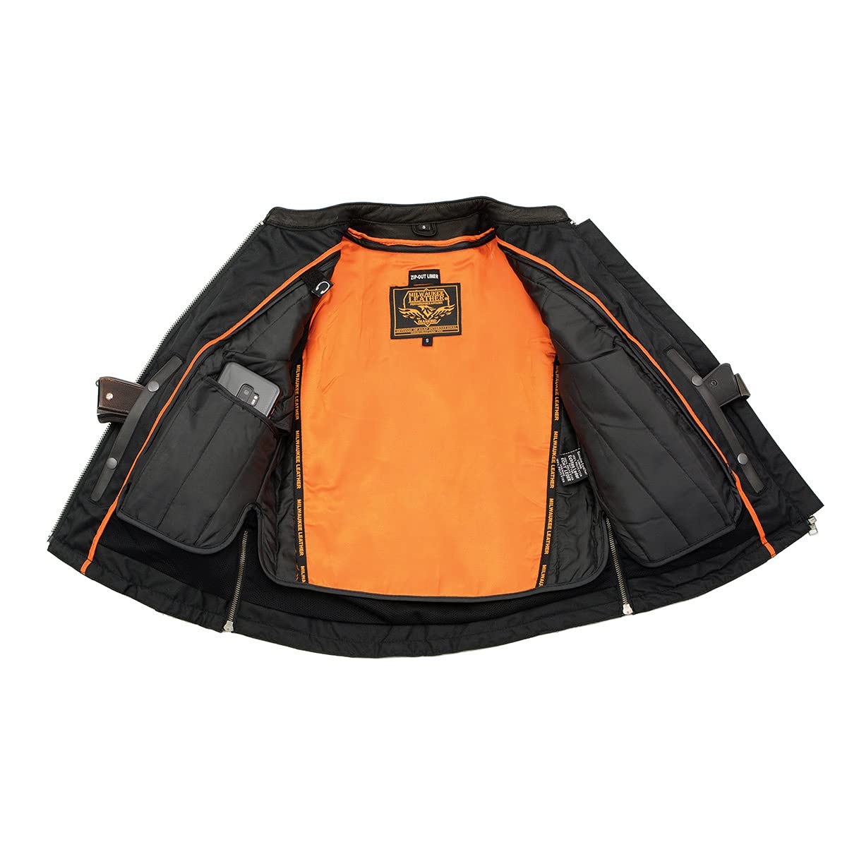 Milwaukee Leather MLL2535 Women's Black Lightweight Scuba Racer Jacket - Genuine Leather Motorcycle Jacket for Riding, Commuting & Outdoor Adventures