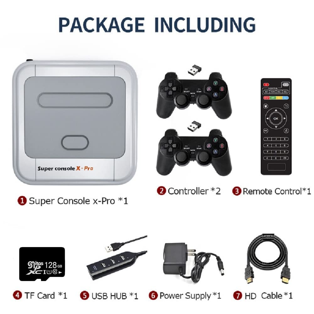 Kinhank Retro Game Console 128GB - Super Console X PRO with 55,000+ Preloaded Games | 4K TV HD/AV Output | Dual System Support - Perfect for Family Game Nights & Retro Gaming Enthusiasts
