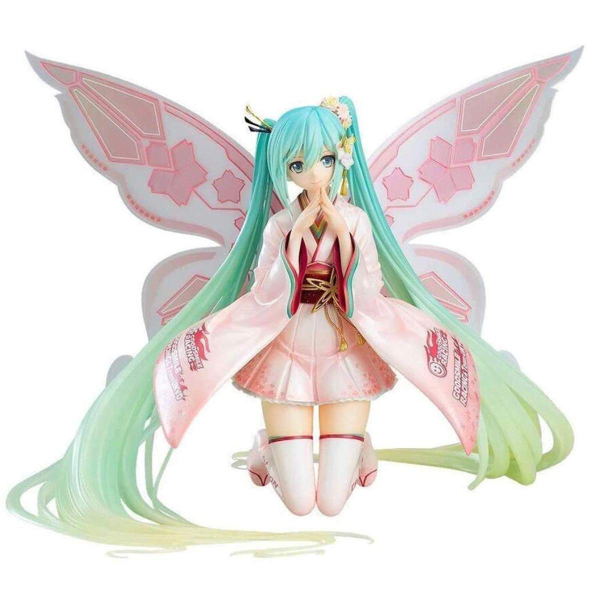YLJXXY Hatsune Miku Anime Figure - 22cm Cheering Kimono Racing Car Pink Fairy Statue Doll Model Toy | Perfect for Anime Collections, Cosplay Props, and Home Decor