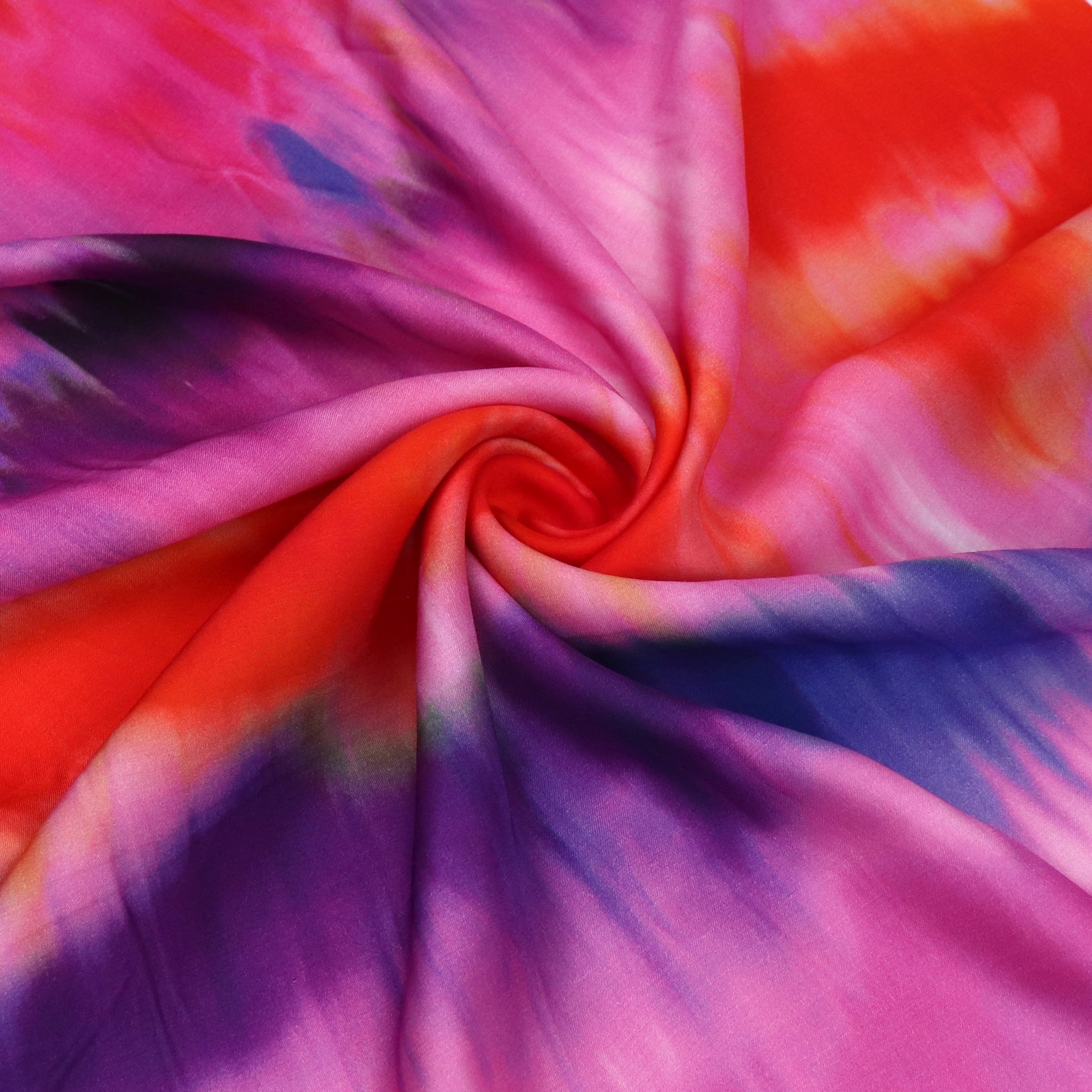 Viscose Satin Fabric - Watercolor Tie Dye Pink - 79cm Wide - Soft & Flowy Material for Dresses, Scarves & DIY Projects - End of Bolt Sale