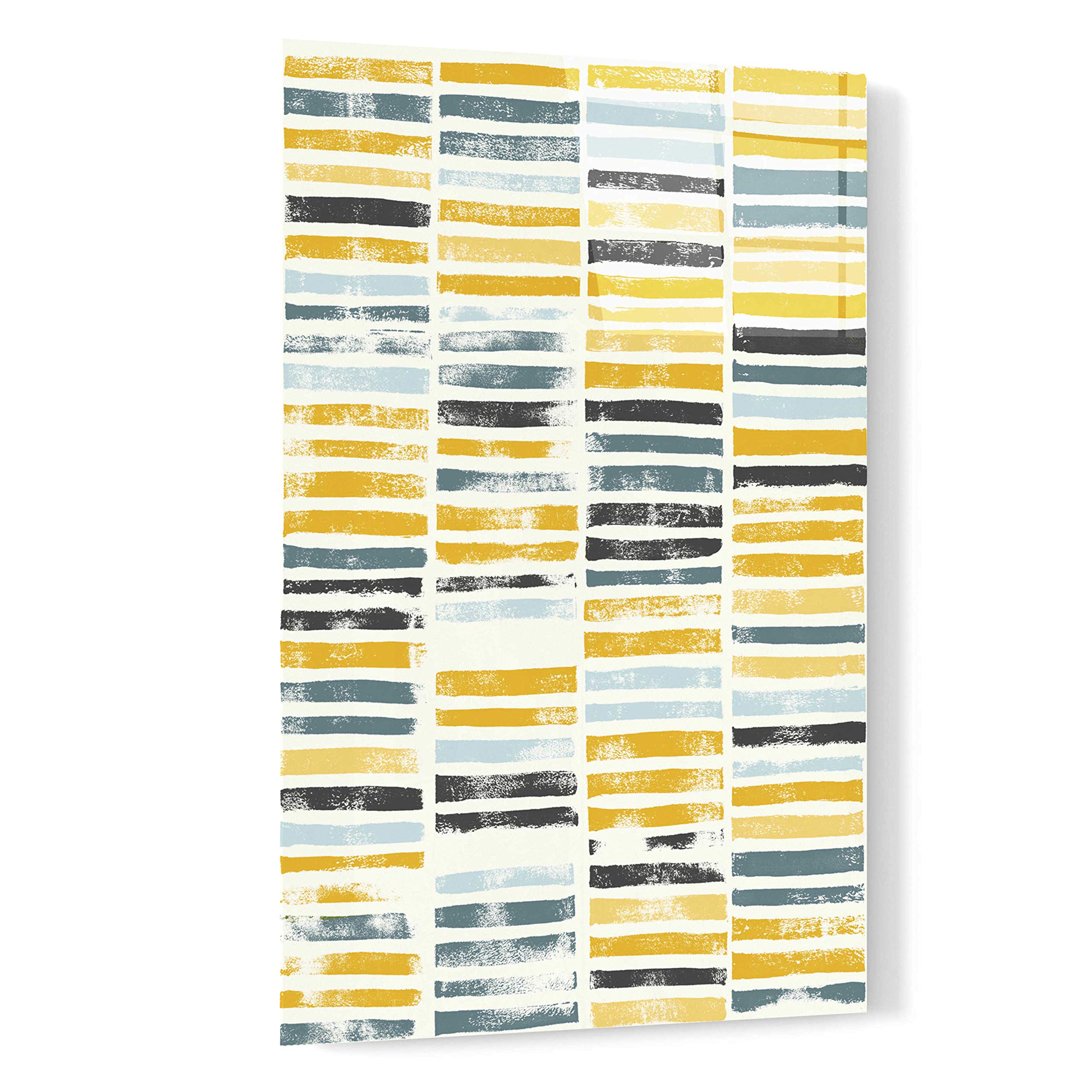 Grace Popp Saffron Block Print II - 16x24 Inch Acrylic Wall Art Glass Painting - Modern Home & Office Decor for Living Room, Bedroom, Dining Area