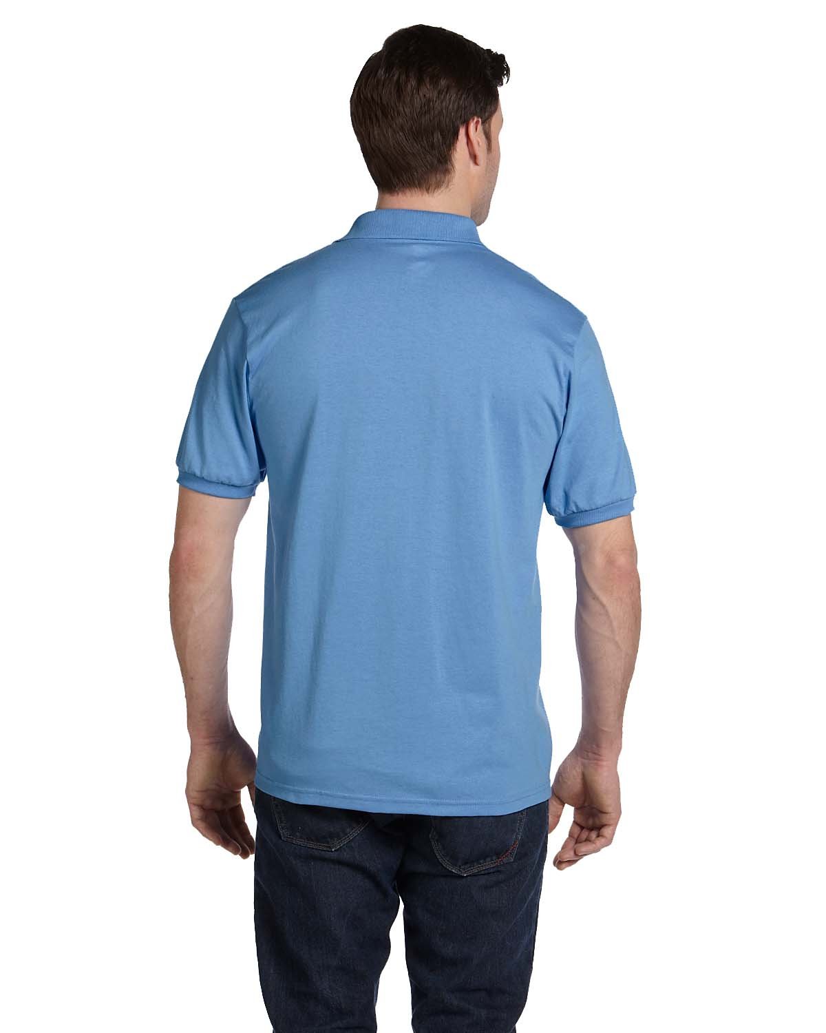Hanes Men's EcoSmart Cotton-Blend Jersey Polo Shirt - Carolina Blue, Small - Comfortable Casual Wear for Work & Outdoor Activities