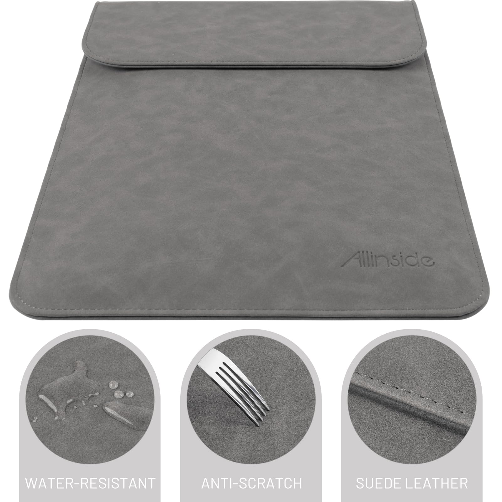 Premium 13-13.3 Inch Laptop Sleeve Case for MacBook Air 13 (2010-2024 Models A1369/A1466) & MacBook Pro 13 (2012-2024 A1425/A1502/A1278) - Slim PU Leather Protective Cover with Soft Lining - Perfect for Work, Travel & School (Gray)