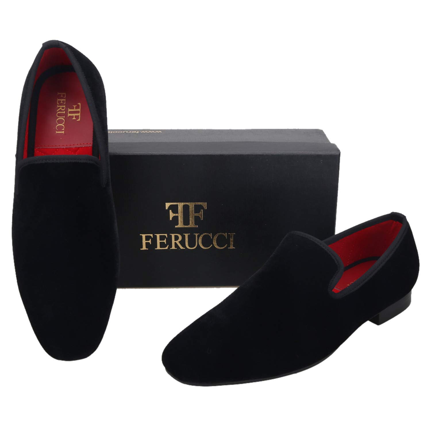 FERUCCI Black Velvet Square Toe Loafers - Women's Comfortable Slip-On Slippers for Wedding, Prom, Party & Casual Wear - Elegant Flat Shoes for Indoor/Outdoor Use
