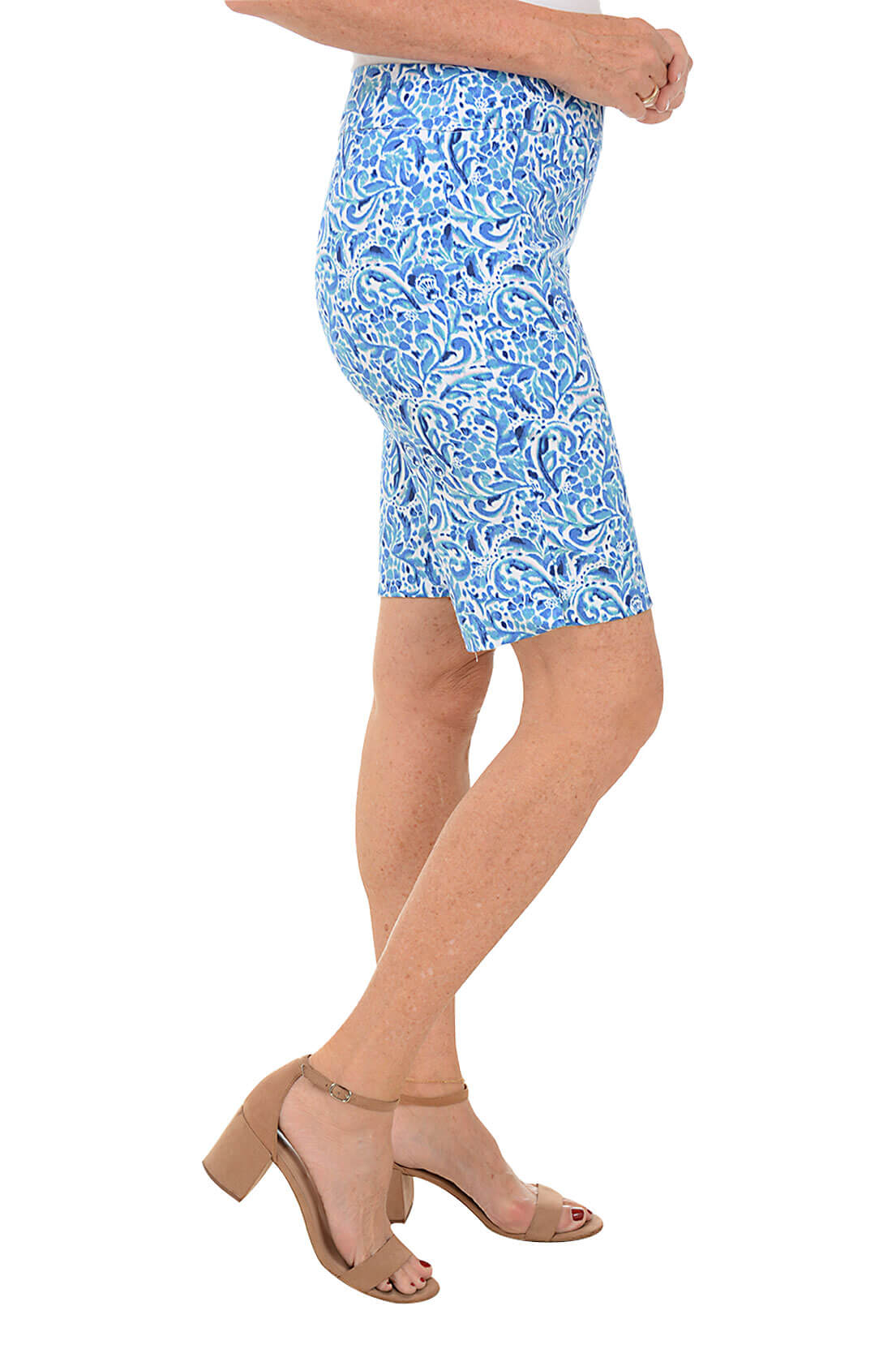 Floral Print Bermuda Shorts for Women - Comfortable Pull-On Casual Shorts with Elastic Waist - Perfect for Summer, Beach, and Outdoor Activities