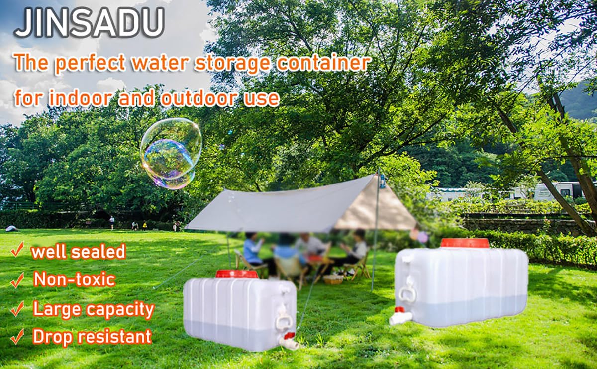 21 Gallon (80L) Portable Water Storage Tank with Spigot Hose - Durable Plastic Water Container for Camping, Hiking, Emergency Preparedness & Outdoor Activities - Perfect for RV Trips, Backpacking and Disaster Kits