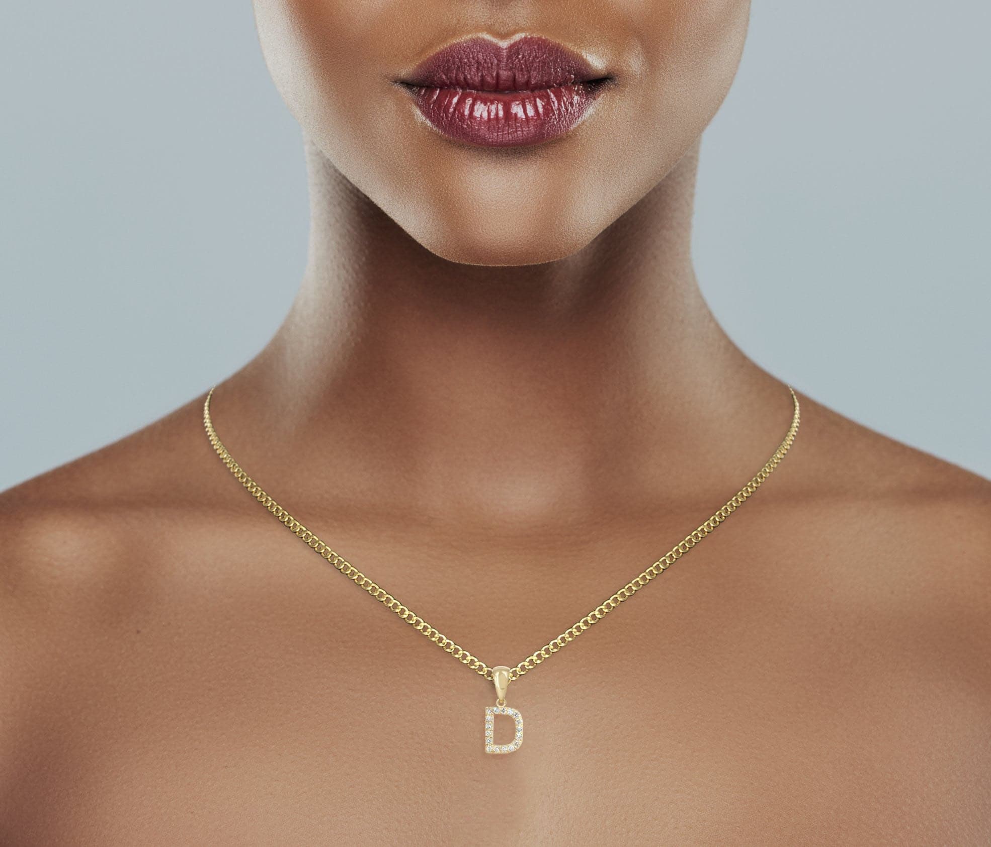 14K Gold Diamond Initial Pendant Necklace with Cuban Chain - 0.50 Carat Real Diamond Jewelry for Women - Perfect for Gifts, Anniversaries & Special Occasions