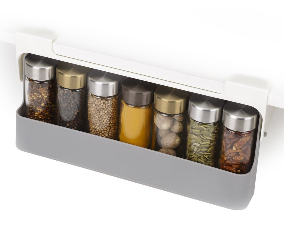 Under Cabinet Spice Rack Organizer - Space Saving Kitchen Storage Solution for Spices, Jars & Condiments - Perfect for Small Kitchens, RVs & Apartments