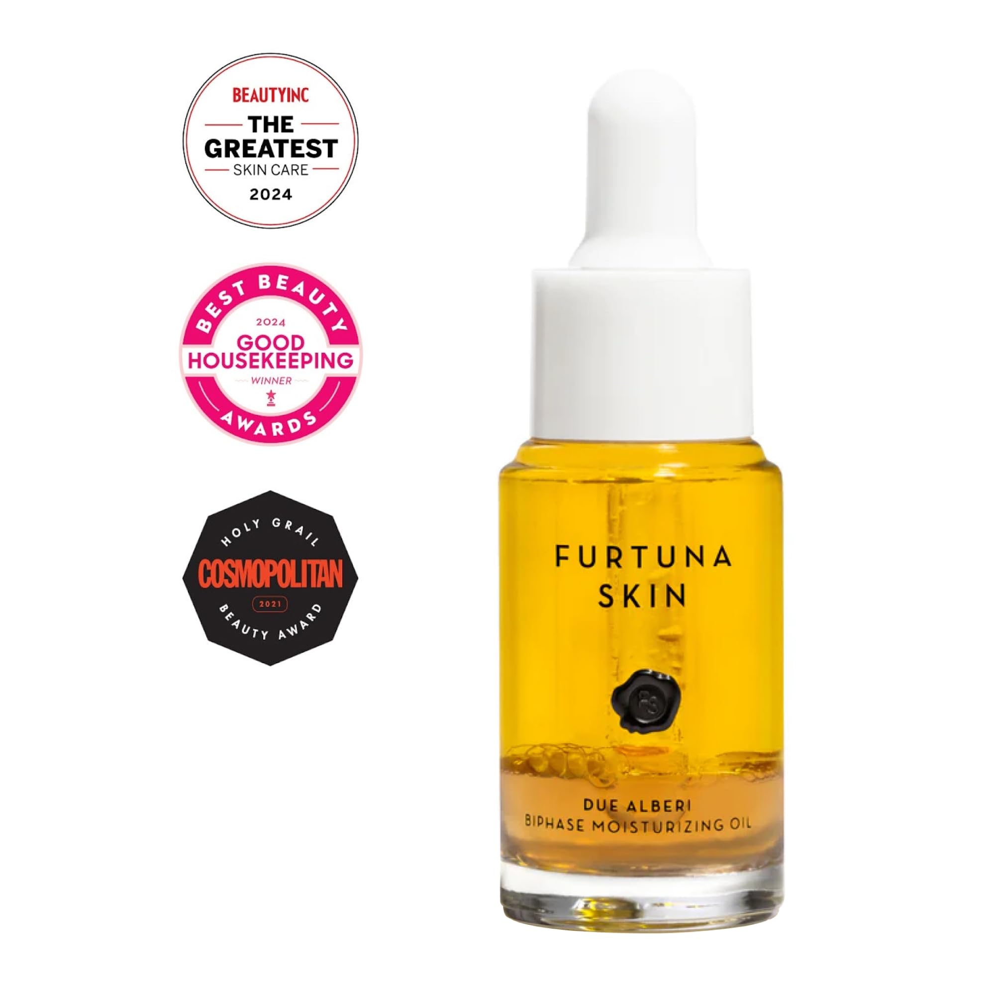 Furtuna Skin Biphase Moisturizing Face Oil - Hydrating, Plumping & Protective Vegan Skincare with Organic Olive Oil for Face, Neck & Décolleté | Cruelty-Free, Anti-Aging Dry Skin Treatment | Perfect for Night Routine & Daily Glow Boost