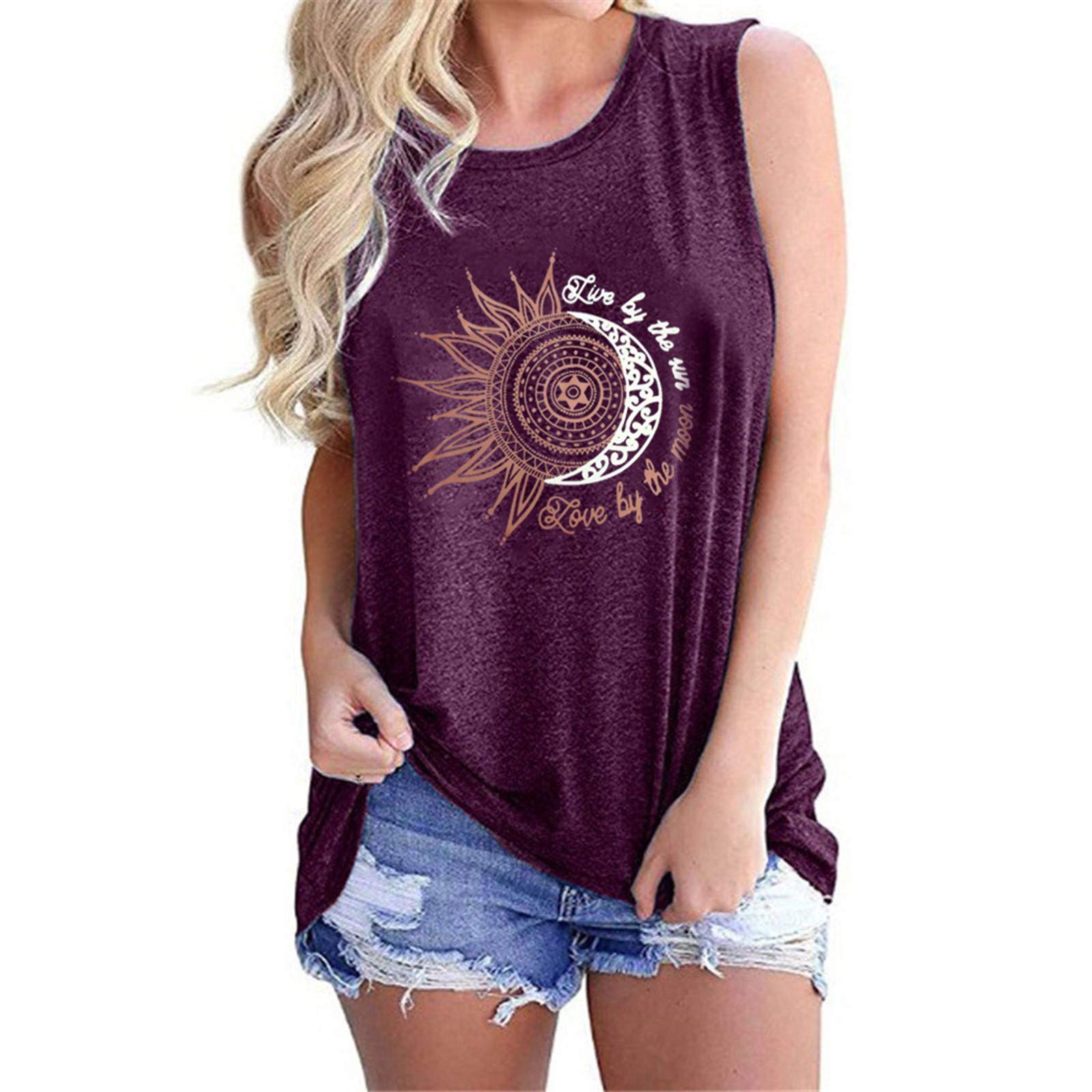 Women's Floral Printed Tank Top - Loose Fit Sleeveless Summer T-Shirt for Workout, Yoga & Casual Wear | Cute Floral Design Breathable Comfort Top