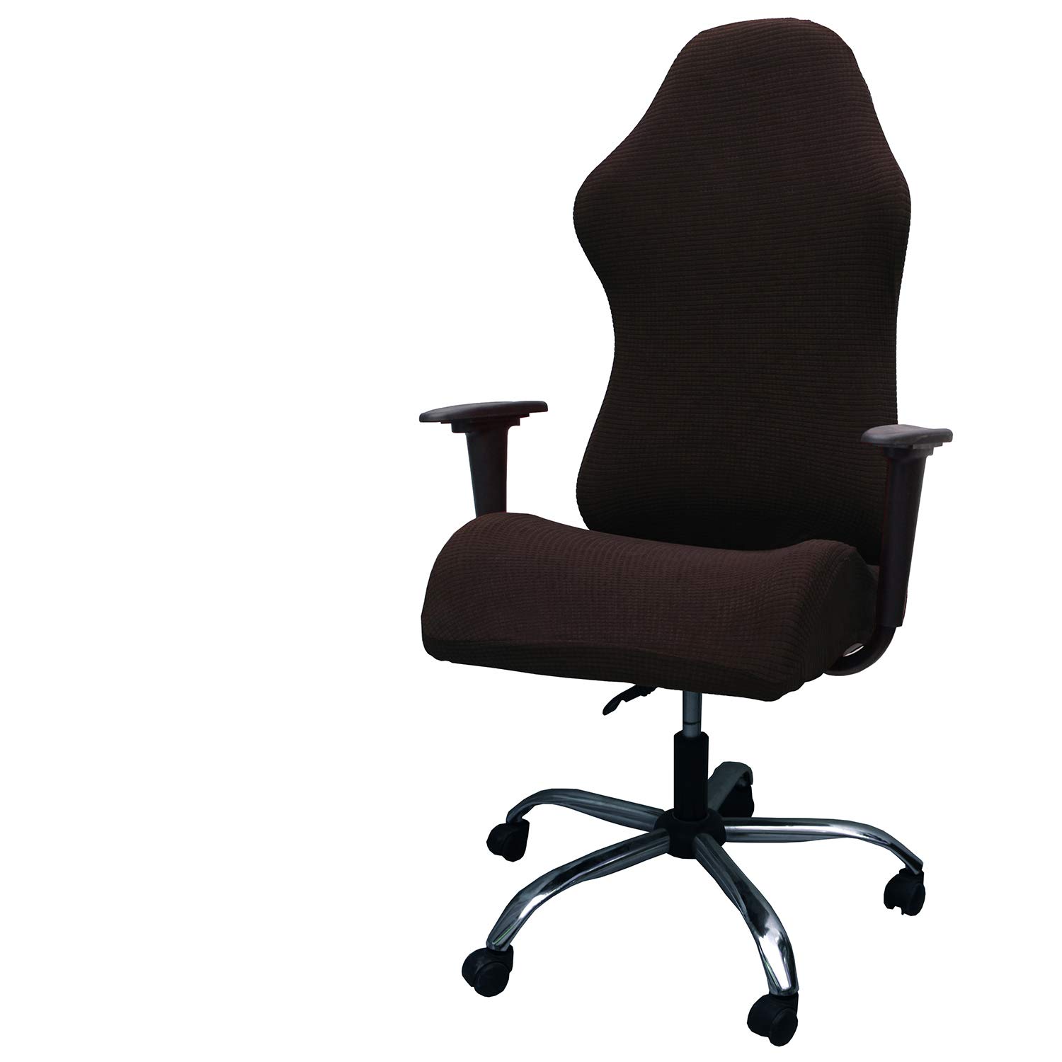 WOMACO Gaming Chair Cover - Stretchable Spandex Jacquard Slipcover for Leather Office & Racing Chairs - Coffee Color, Large Size - Perfect for Home Office, Gaming Setup & Workstation Protection