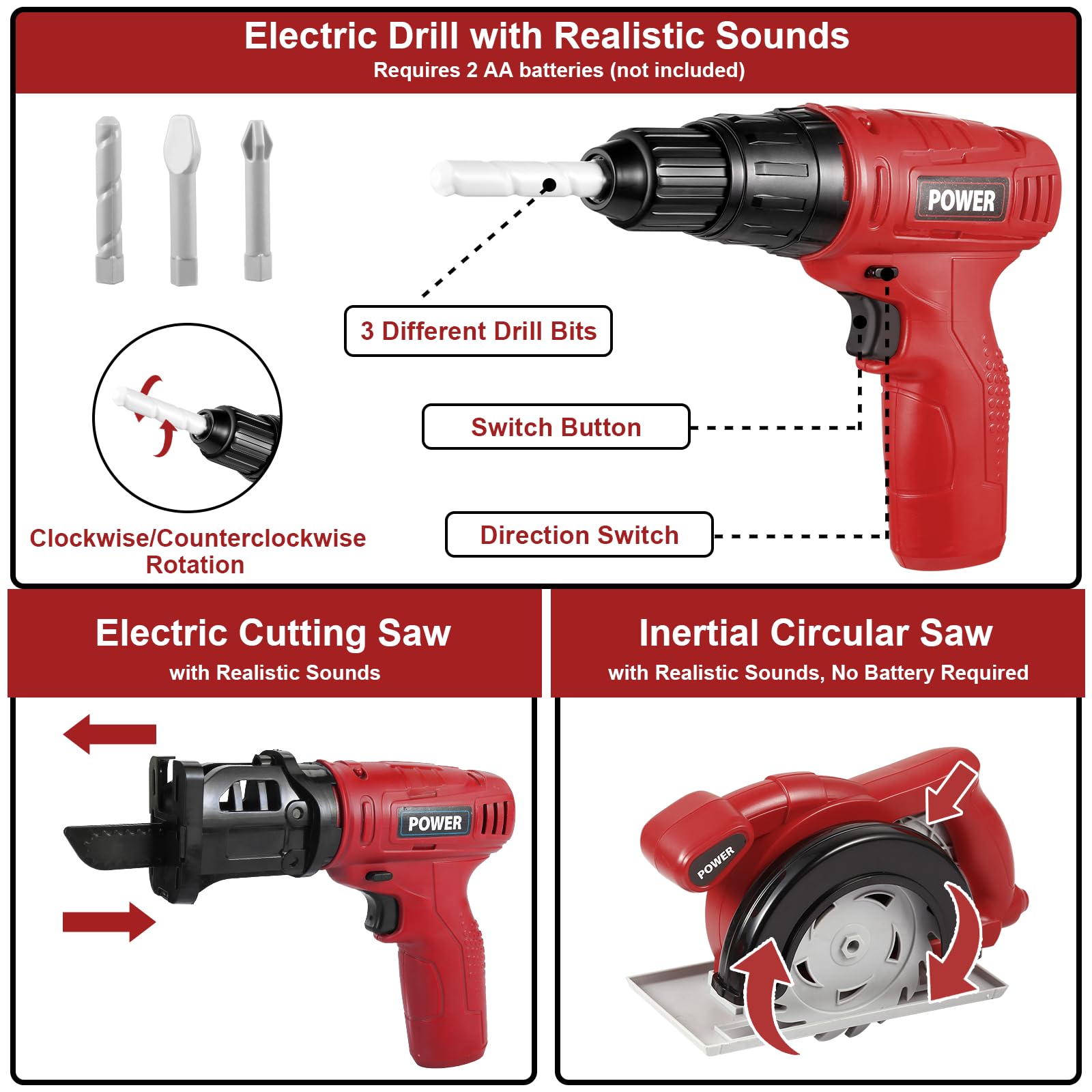 Vextronic 36-Piece Kids Tool Set with Toy Chainsaw & Electronic Drill - Light & Sound Pretend Play Construction Toy for Toddlers Boys Girls Ages 3+ | Perfect for DIY Play, Birthday Gifts & Early Learning Development