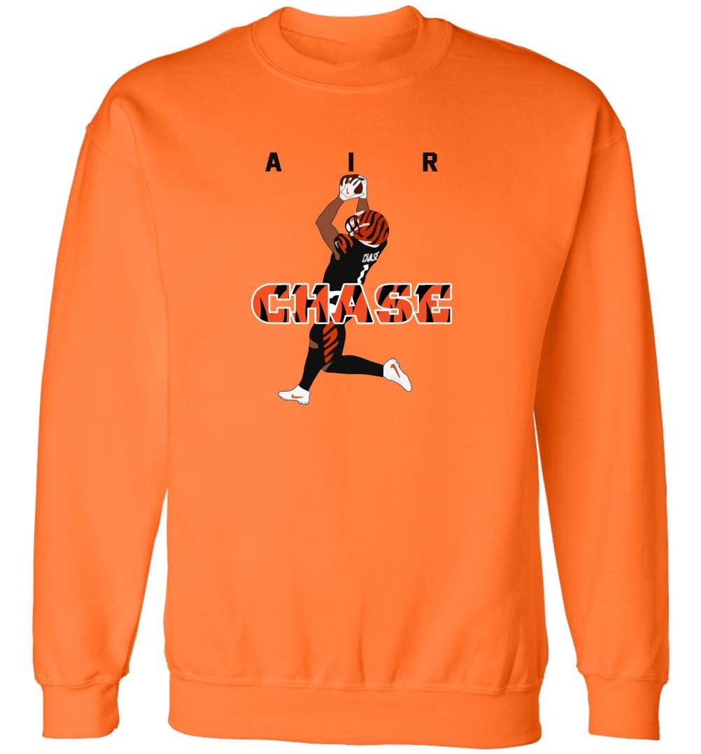 Orange Cincinnati Air Chase Crew Neck Sweatshirt | Men's & Women's Casual Pullover Hoodie | Perfect for Streetwear, College Fashion & Winter Layering