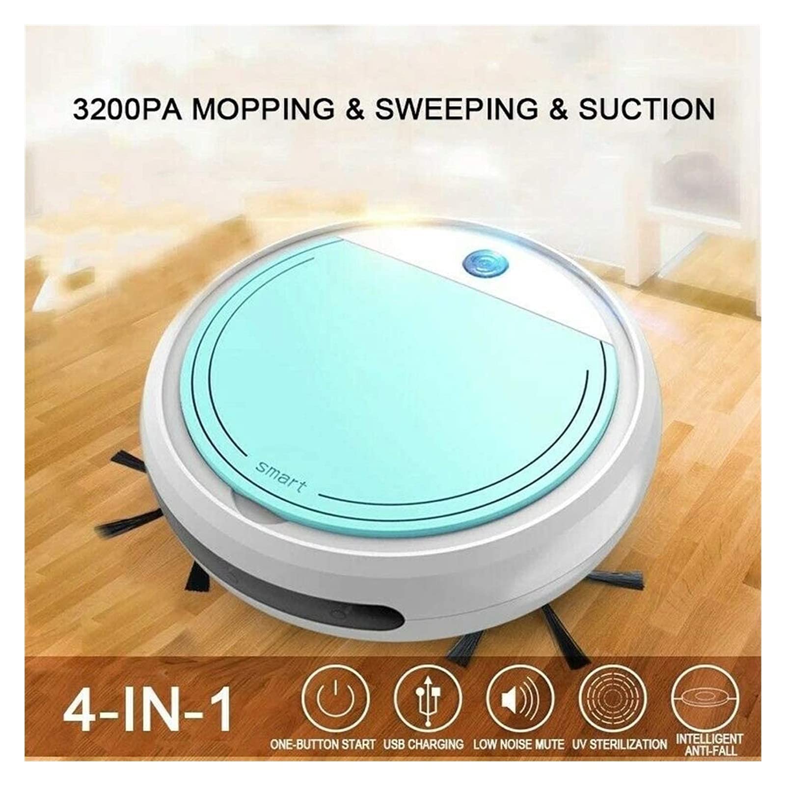 Smart Robot Vacuum Cleaner with Strong Suction & App Control - Ideal for Pet Hair & Large Homes (Green) - Perfect for Hardwood & Carpets