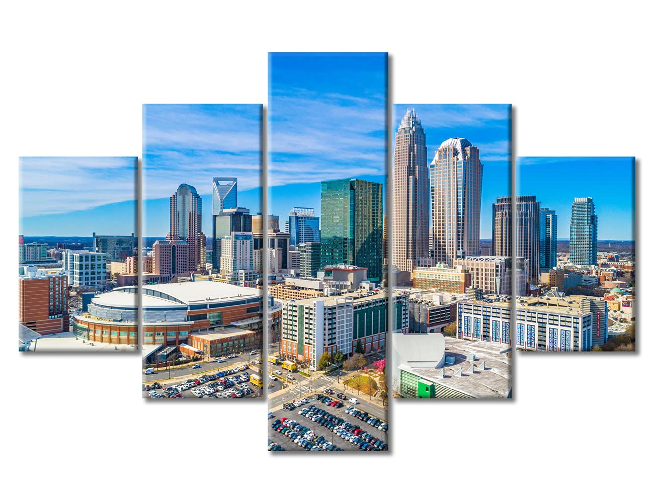 Modern Canvas Wall Art - American Basketball Stadium Painting for Living Room, Spectrum Center Decor, Stretched & Framed Ready to Hang (60
