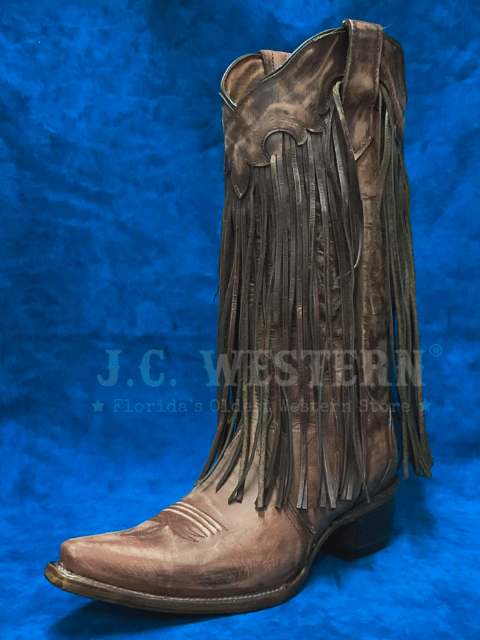 Circle G L6088 Women's Western Boots with Brick Fringe Detail - Brown Cowgirl Boots for Country Dancing & Rodeo Events