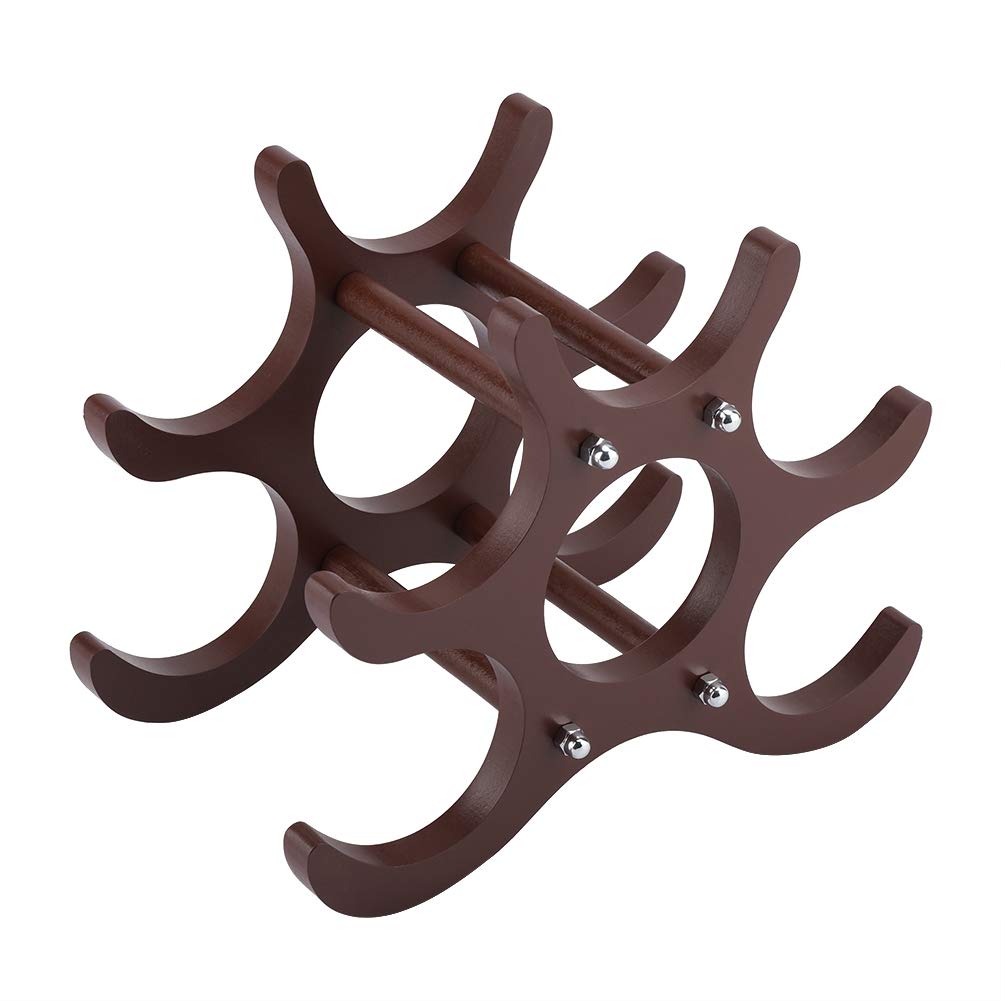 Premium 6-Bottle Wooden Wine Rack - Natural Pine Wine Bottle Holder & Storage Shelf for Kitchen, Dining Room, Bar | Free Standing Wine Collector Display for Home Decor & Entertaining