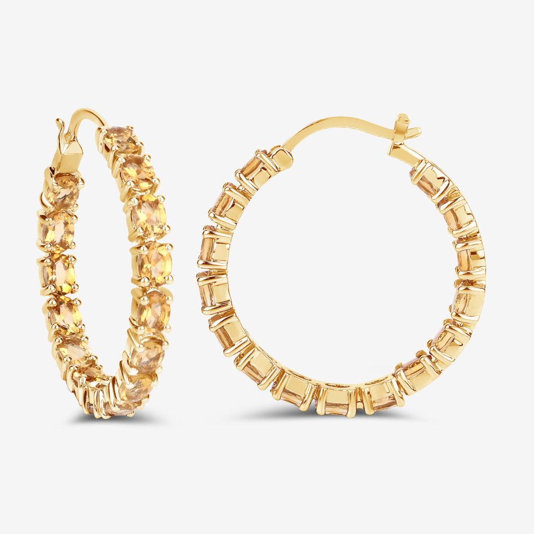 14K Gold Plated Citrine Hoop Earrings for Women – Dainty & Elegant Jewelry Gift for Birthday, Anniversary & Everyday Wear