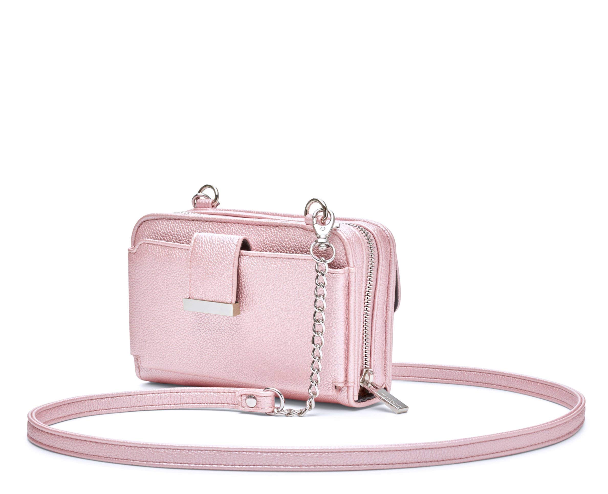 Myabetic Tina Diabetes Mini Crossbody Bag for Glucose Meter, Test Strips, Insulin Pen & Vial - Organizer for Keys, Credit Cards & Essentials (Pink Frost) - Perfect for Daily Use, Travel & Medical Needs