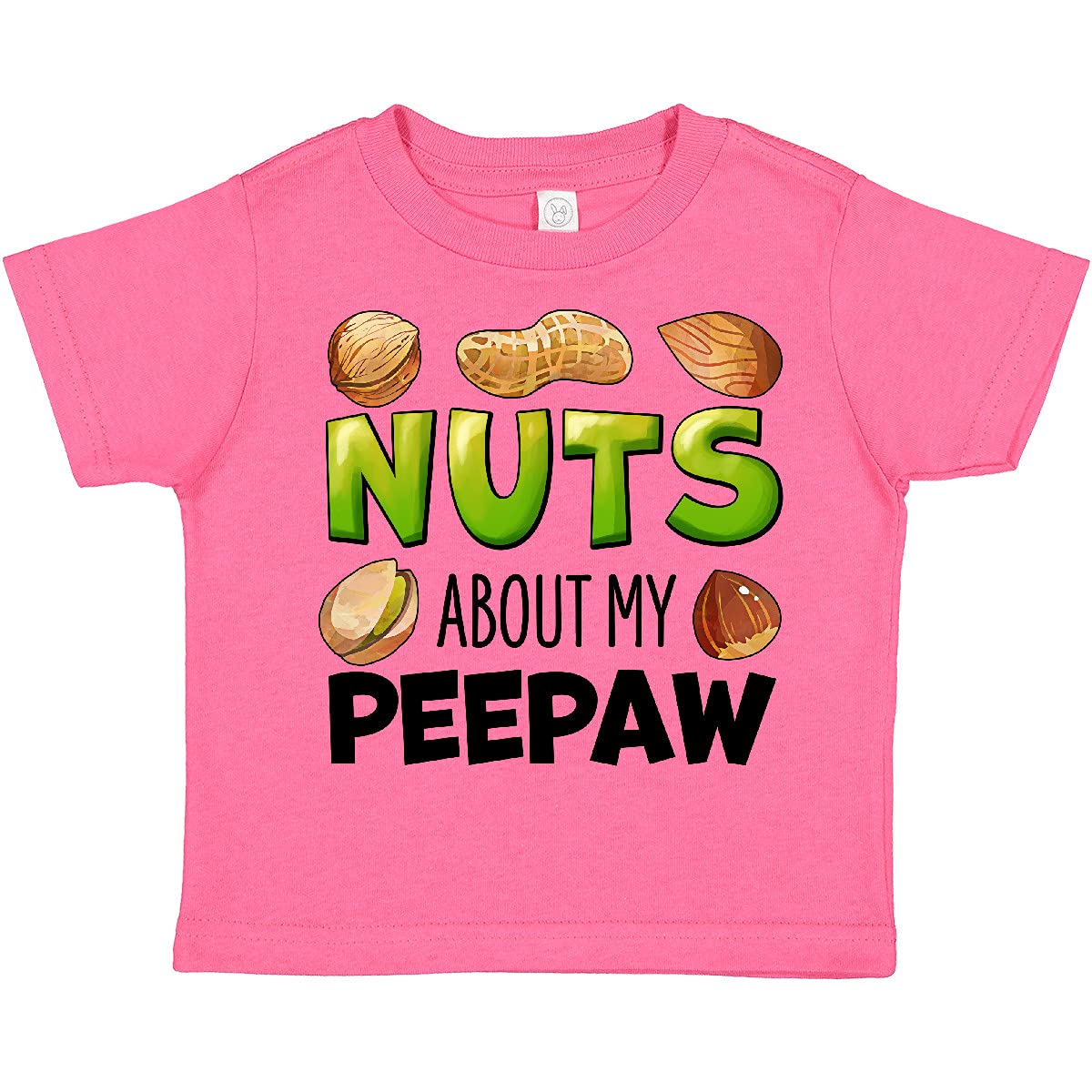 Inktastic 'Nuts About My Peepaw' Peanut Almond Pistachio Graphic Toddler T-Shirt - Cute Casual Outfit for Grandparents Day, Family Reunions & Toddler Playdates