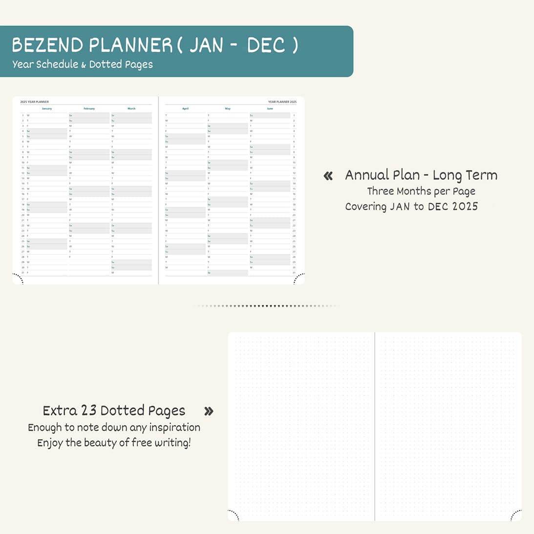BEZEND 2025 Weekly Planner & Notebook - 8.5