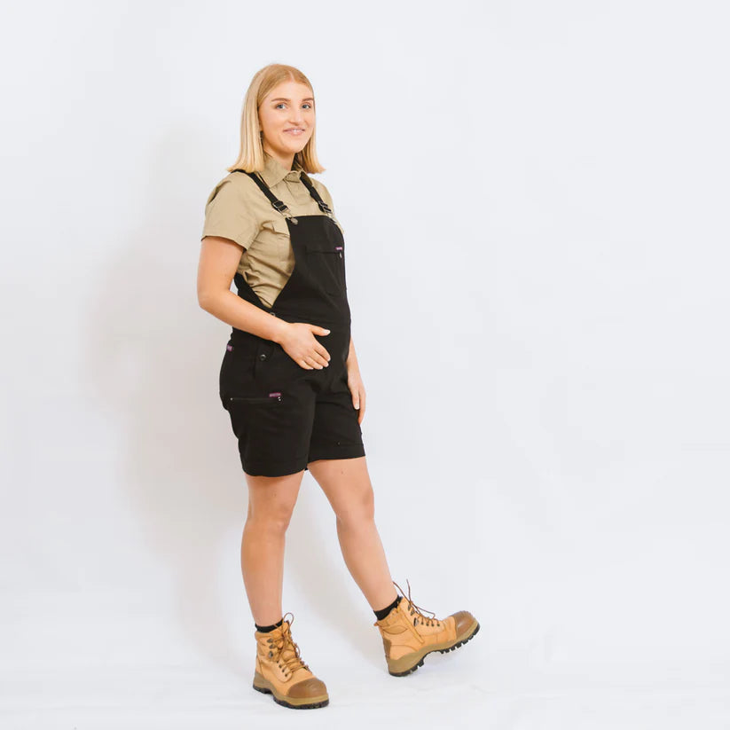 Women's Denim Shortalls - Comfortable Stretch Workwear Jumpsuit for Women | Perfect for Casual Work, Gardening & Outdoor Activities