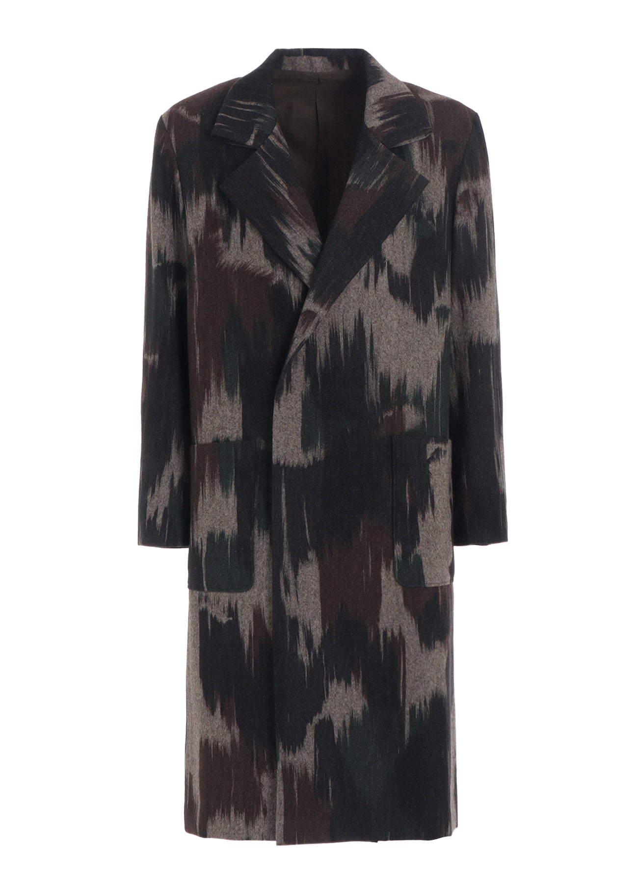 Camouflage Tweed Double Breasted Snap Button Long Coat for Women - Stylish Winter Outerwear for Outdoor Adventures and Urban Fashion