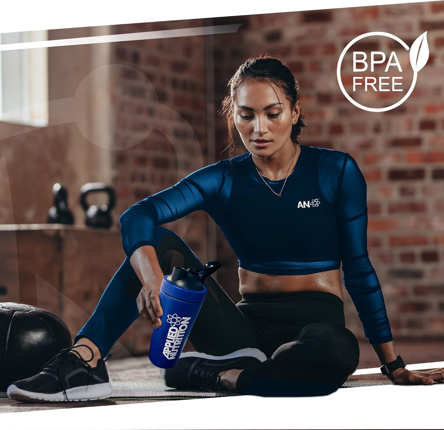 Applied Nutrition Blue Steel Shaker Bottle 750ml - Premium Protein Mixer for Gym, Workout & Sports | BPA-Free Leakproof Water Bottle for Protein Shakes & Smoothies