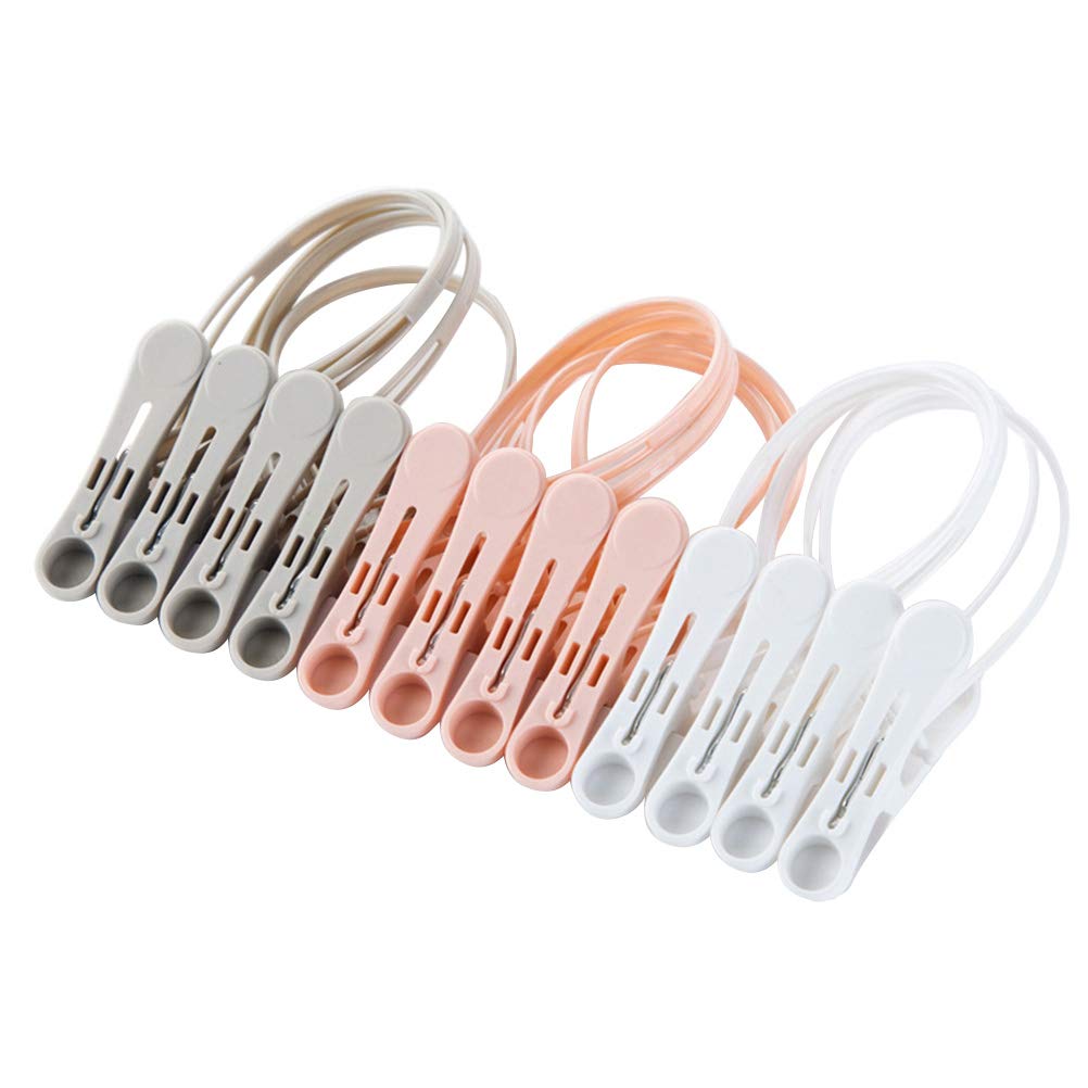 TOPBATHY 12 Pack Heavy Duty Windproof Clothespins - Strong Clothes Clips for Laundry, Towels, Socks & Underwear - Mixed Colors - Perfect for Indoor/Outdoor Drying, Camping & Travel Use