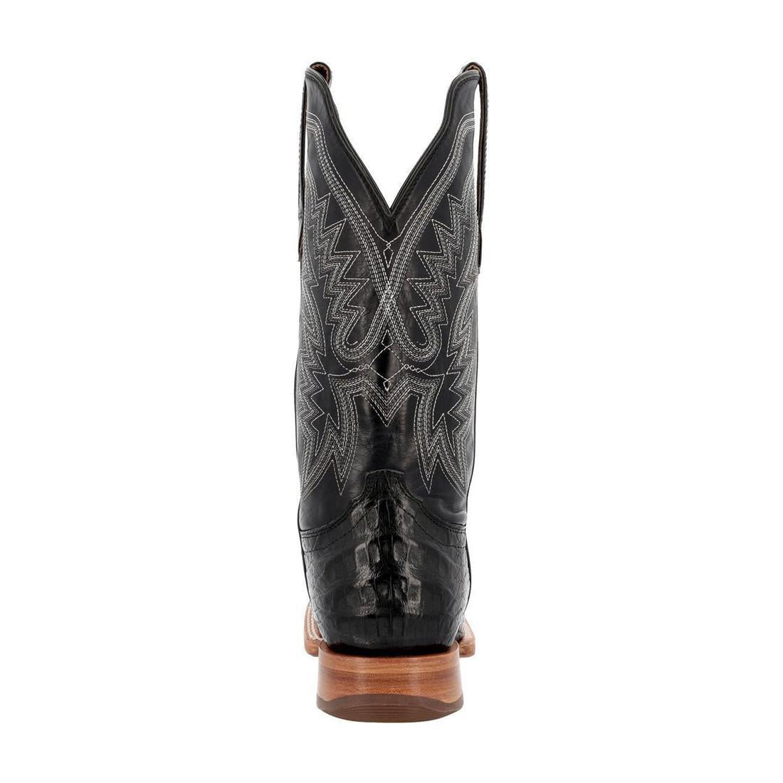 PRCA Collection Genuine Caiman Belly Leather Western Boots for Men - Black Cowboy Boots for Rodeo, Country Dancing & Western Fashion