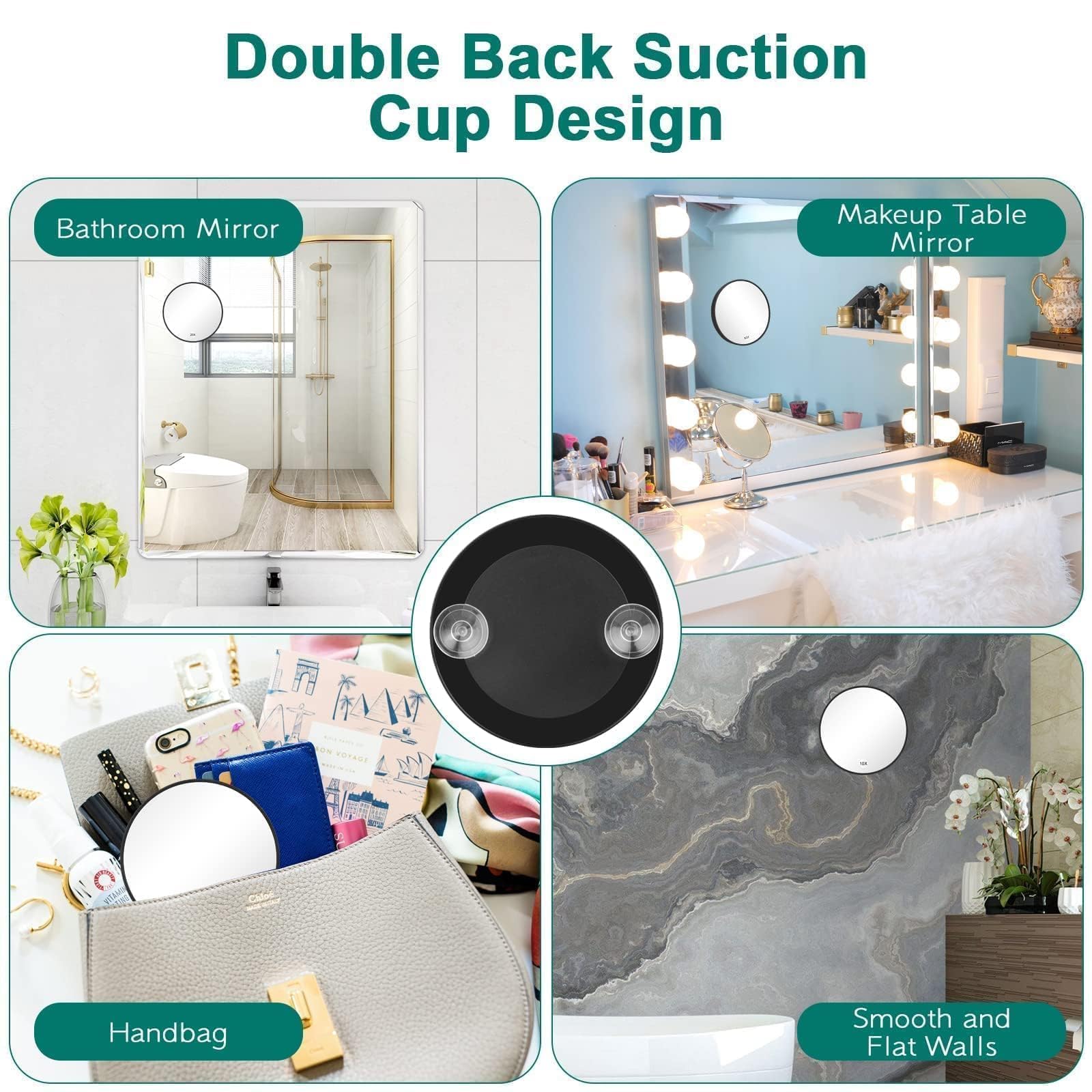Linkstyle 20X 10X Magnifying Mirror for Travel - Portable Handheld Makeup Mirror with Suction Cup & Tweezers - Perfect for Shaving, Makeup Application, Eyebrow Grooming & Skincare Routine