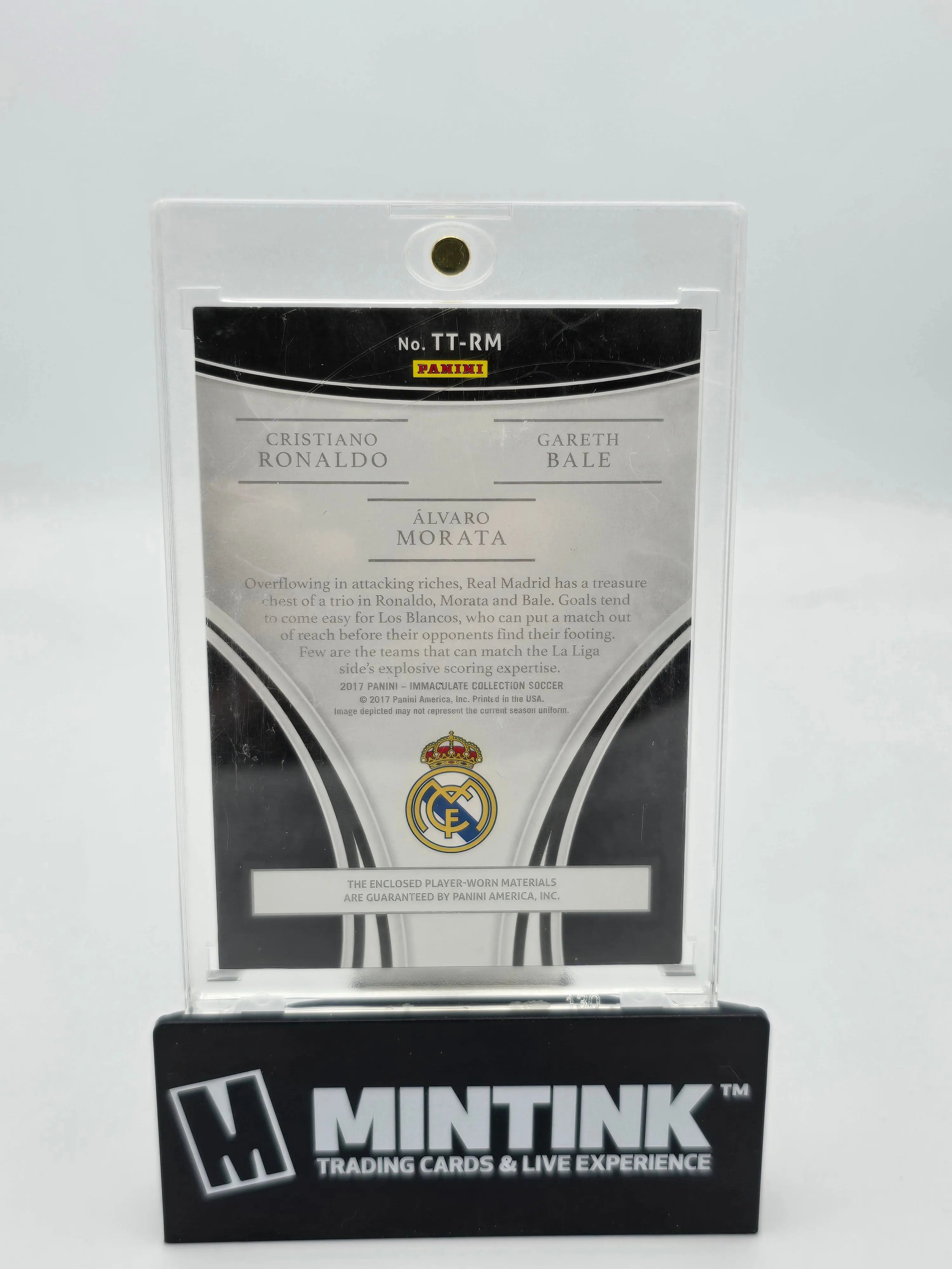 2017 Immaculate Soccer Triple Player Worn Materials Card - Cristiano Ronaldo, Gareth Bale & Alvaro Morata /10 - Rare Collectible for Soccer Fans & Memorabilia Enthusiasts - Perfect for Display, Trading & Investment