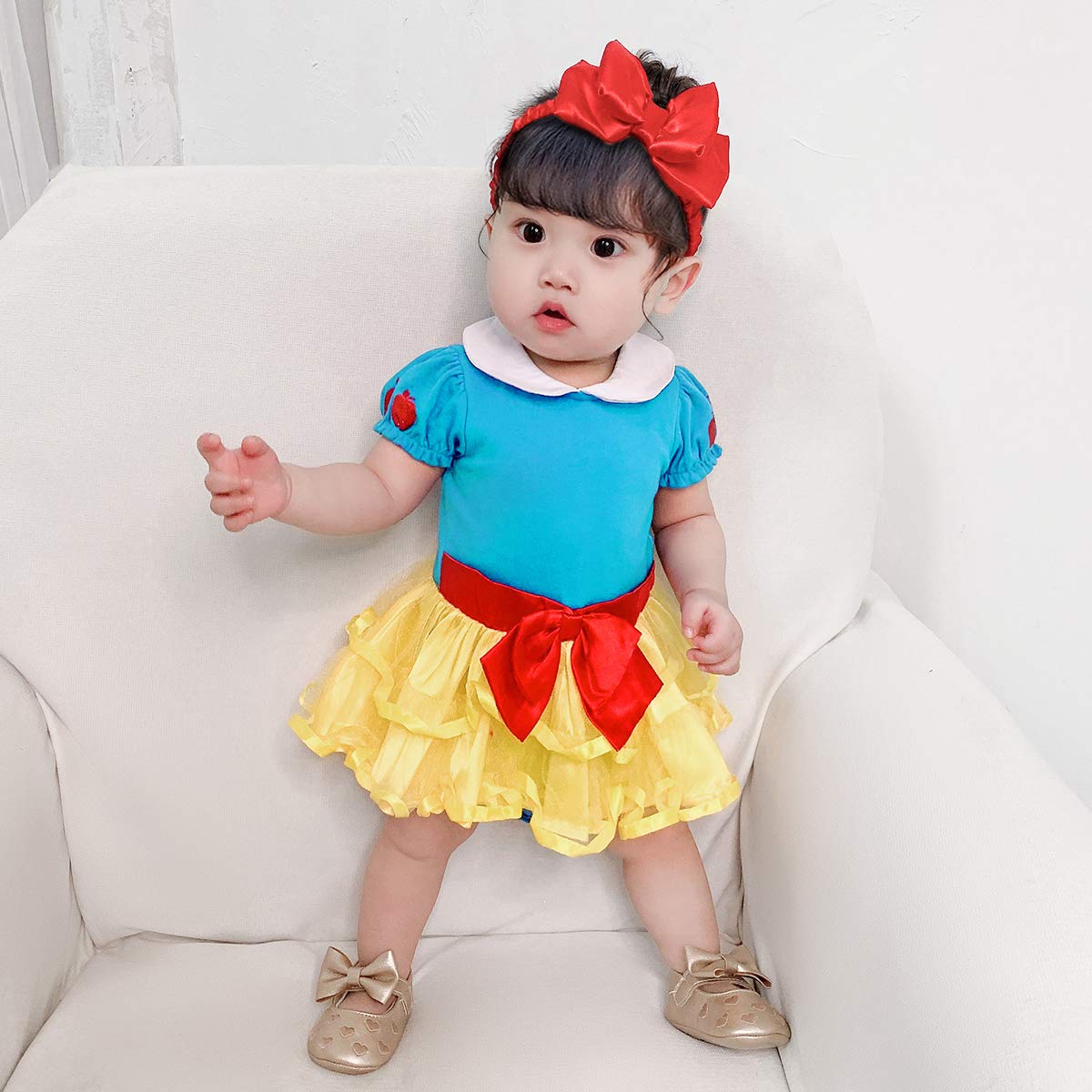 Baby Girls Princess Costumes - Elegant Birthday Romper Tutu Dress with Headband for Halloween, Christmas & Party Outfits | Perfect for Dress-Up, Birthday Celebrations & Holiday Events