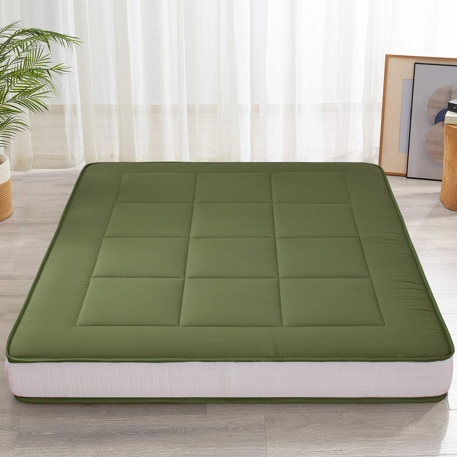 MAXYOYO 6-Inch Extra Thick Floor Futon Mattress - Green - Perfect for Guest Beds, Dorm Rooms & Small Space Living