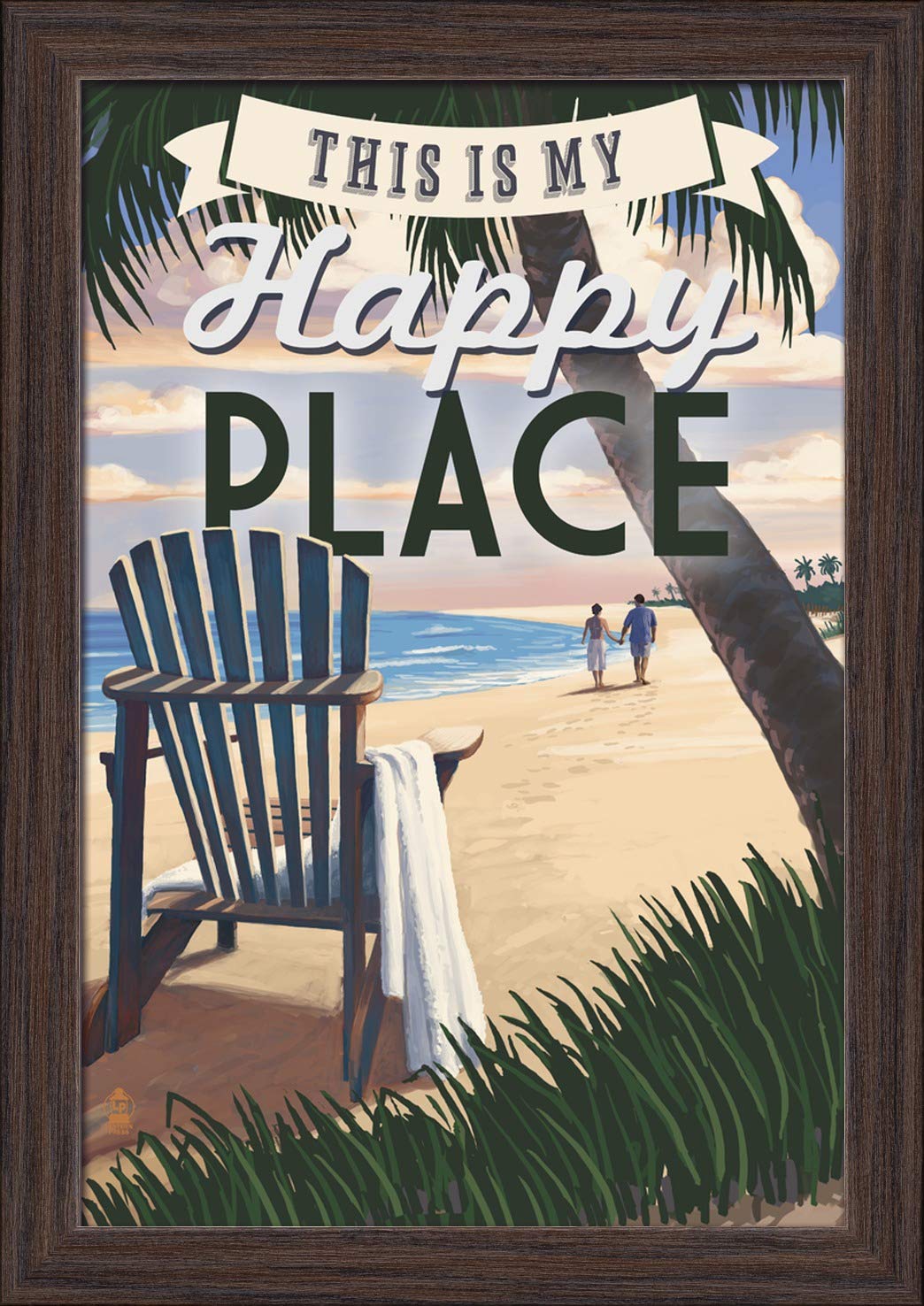 Premium Adirondack Chair & Sunset Giclee Fine Art Print - 12x18 Inches, Recycled Wood Frame in Espresso Brown - Perfect for Home, Office & Outdoor Decor