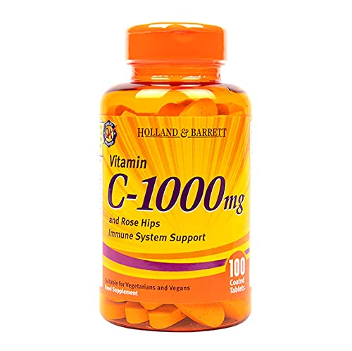 Holland & Barrett Vitamin C with Rose Hip Supplement - 1000mg Immune Support, Antioxidant Boost for Skin & Energy - Daily Wellness for Adults & Kids - Perfect for Cold Season & Active Lifestyles